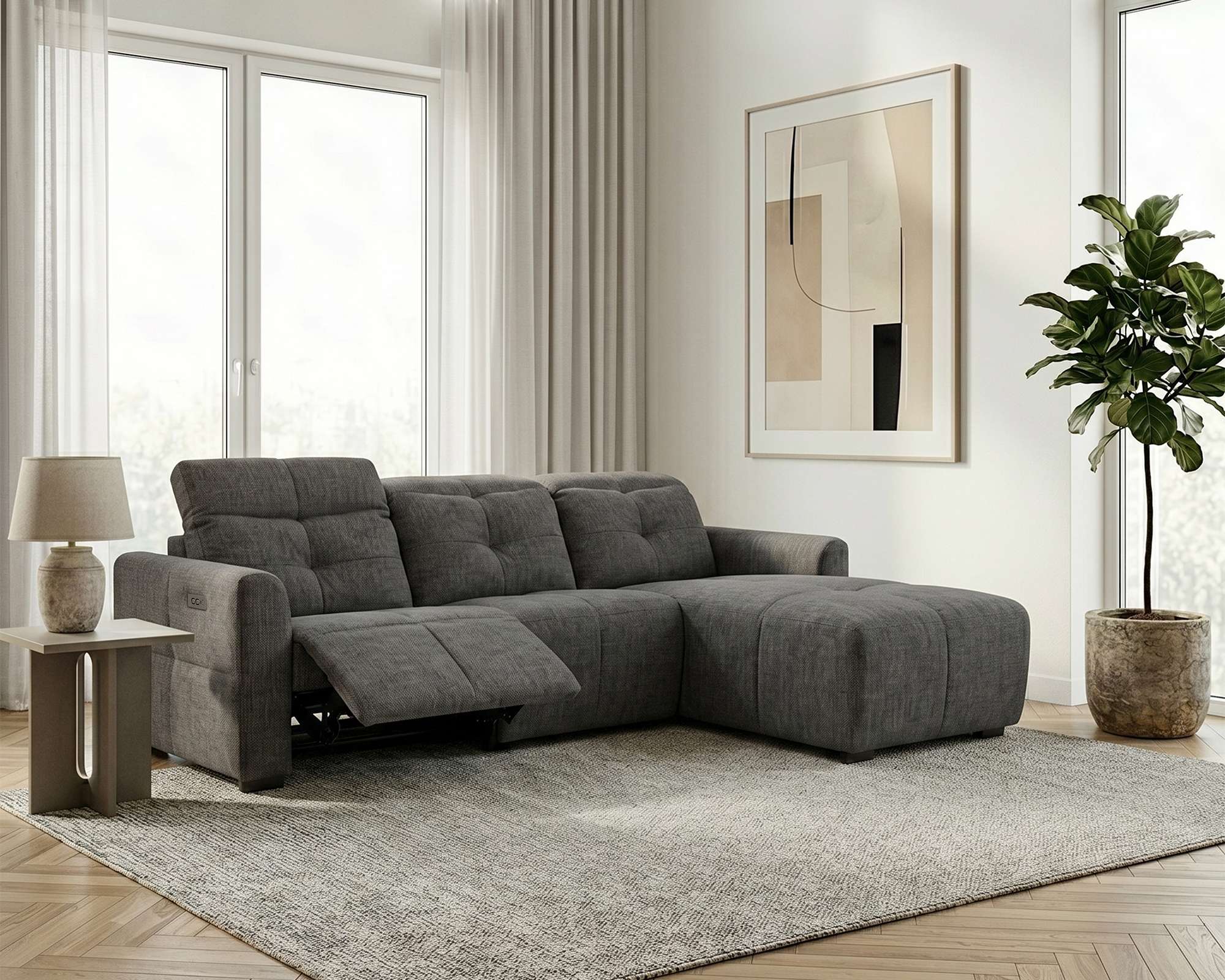 OTTO home Ecksofa "CAARLA Webstoff, L-Form, 261 cm, man. o. elektr. Relaxfunktion (USB)" mit USB-A und USB-C bei elektrischer Ausführung, Kopfteilverstellung