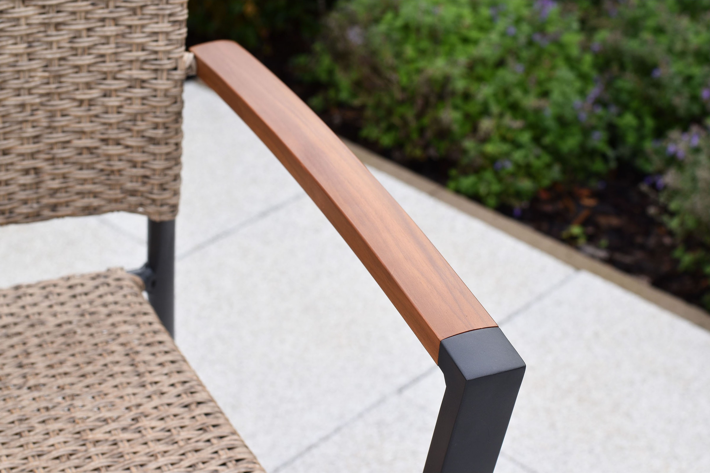 MERXX Garten-Essgruppe »»Teramo««, (Set, 5 tlg.), folierte Applikationen und Tischplatte in Holzoptik