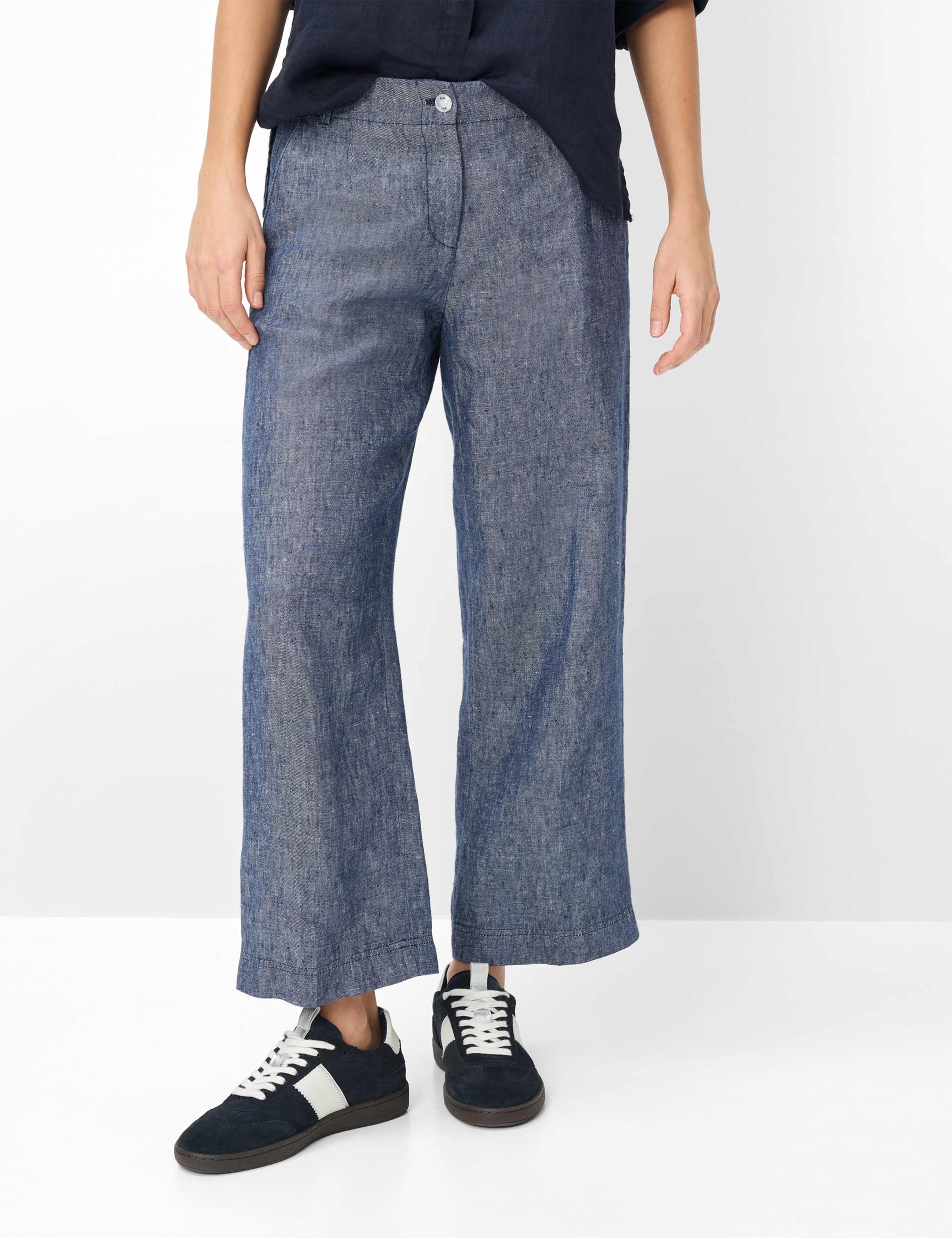 Culotte BRAX "Style MAINE S", Damen, Gr. 34, Normalgrößen, blau, Web, 100% Leinen, Hosen Culotte 2