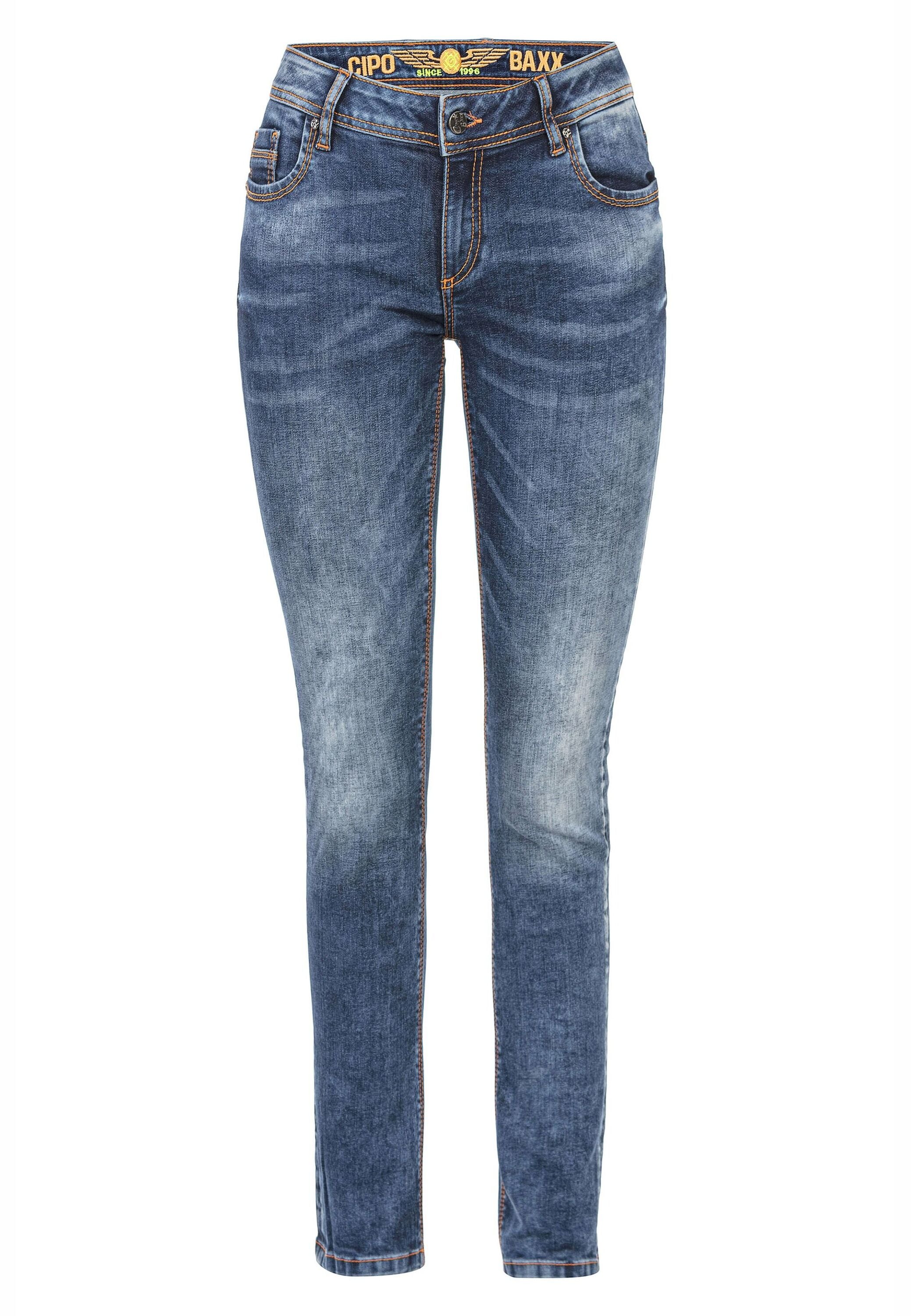 Cipo & Baxx Slim-fit-Jeans "Cipo & Baxx Jeans" Mit trendigen Ziernähten, WD441