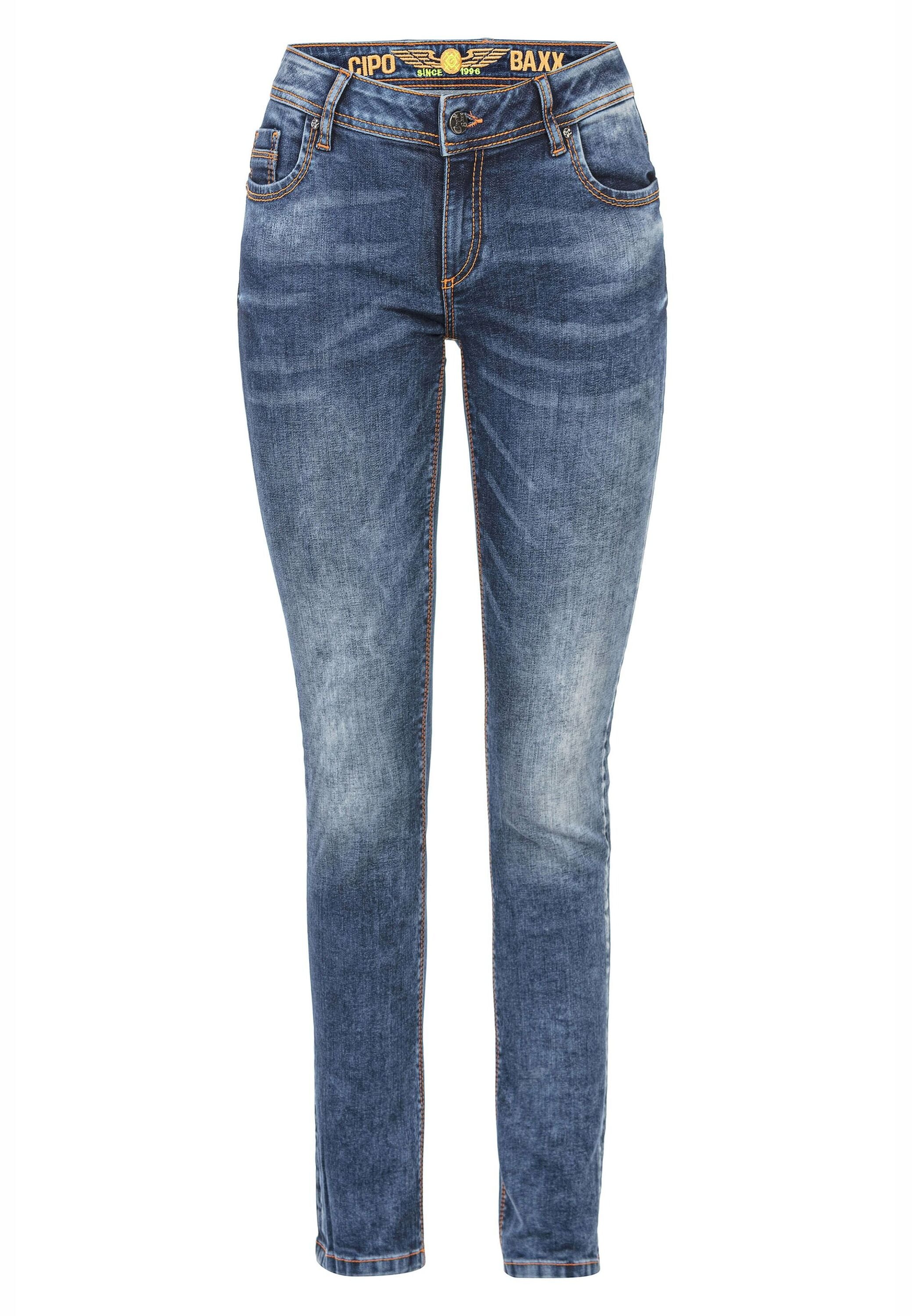 Cipo & Baxx Slim-fit-Jeans "Jeans", Mit trendigen Ziernähten, WD441 günstig online kaufen