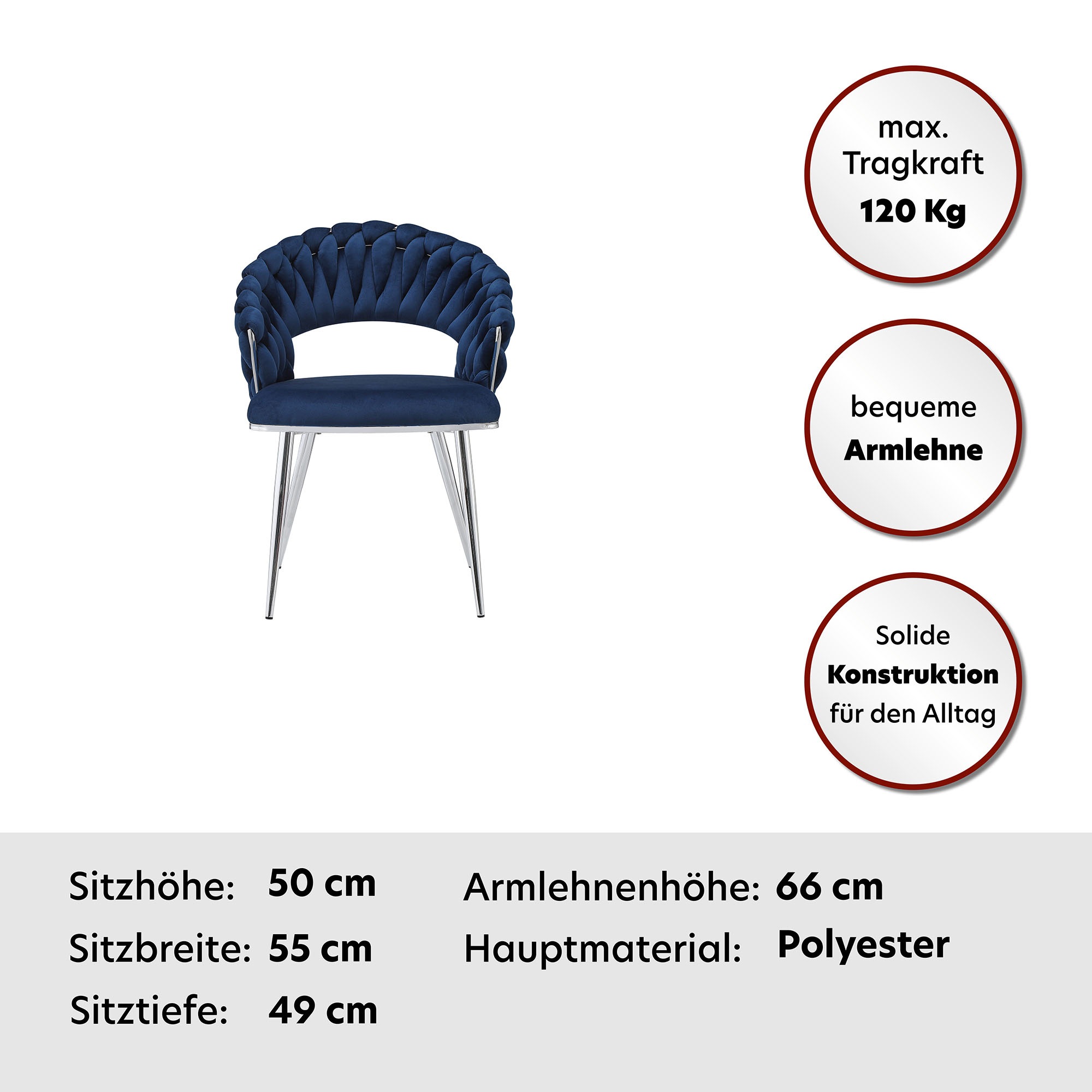 Kayoom Polsterstuhl »Stuhl Finesse 125 2er-Set, TOPSELLER! Flechtverarbeitung am Rücken«, (Set), 2 St., 2-er Set, angesagter Flechtoptik, bequem und stabil