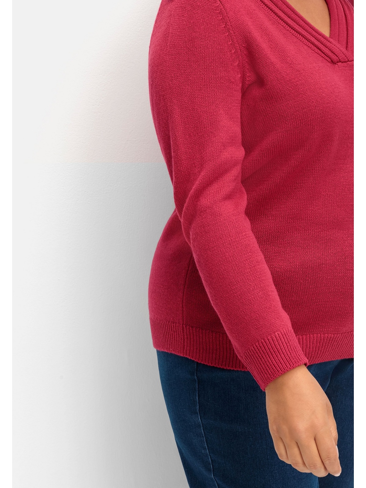 Sheego Strickpullover »Große Größen«, mit raffiniertem V-Ausschnitt