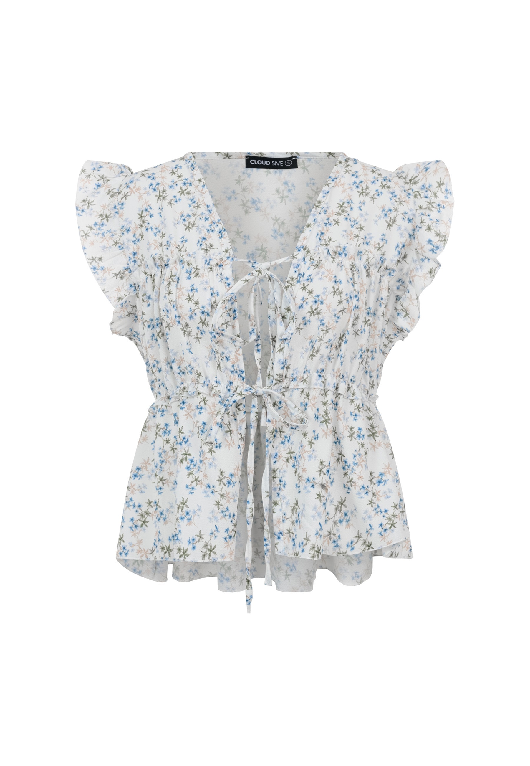 CLOUD 5IVE Shirttop "CLOUD 5IVE Ruffle Sleeve Tie Top"