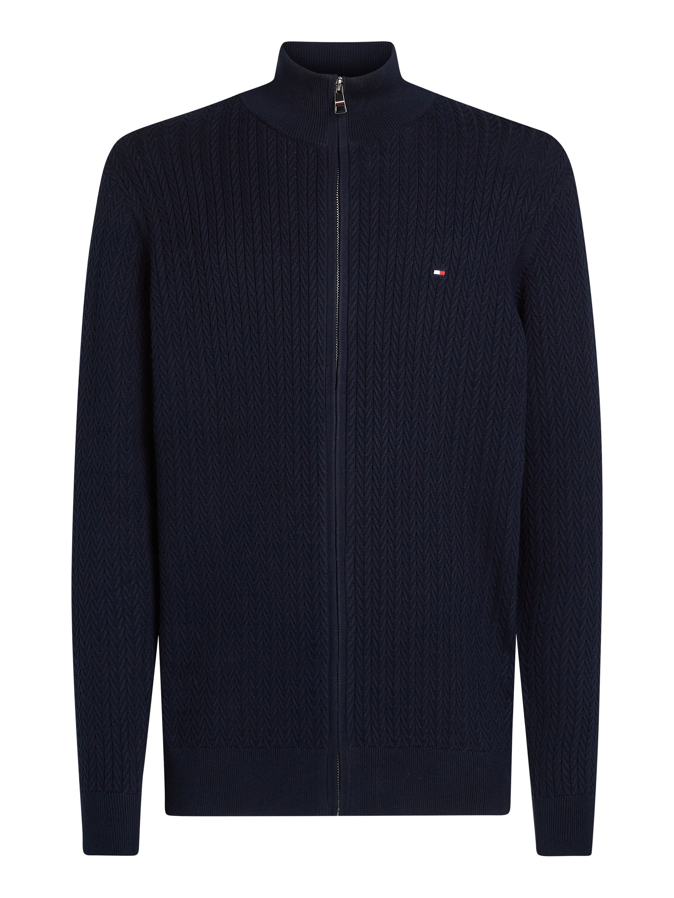 Tommy Hilfiger Strickjacke »HERRINGBONE STRUCTURE ZIP THRU«, mit Zopfmuster