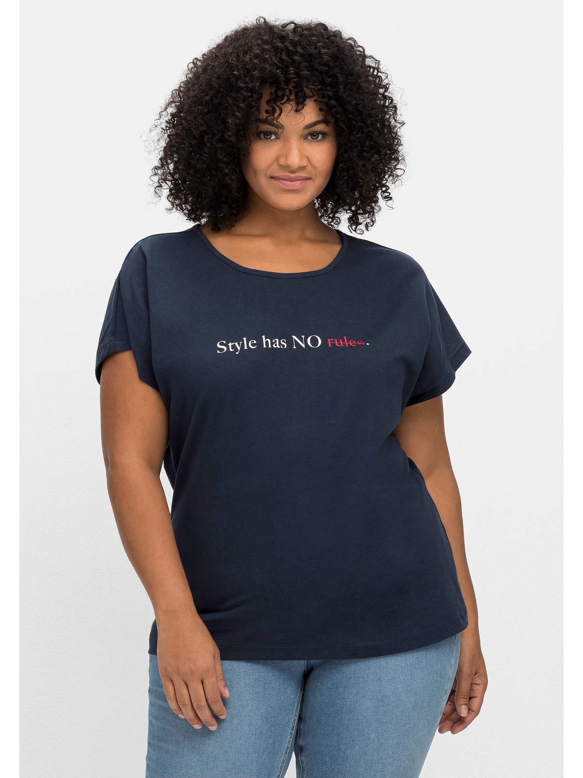 Sheego T-Shirt »Große Größen«, mit online | bestellen Statement-Print BAUR