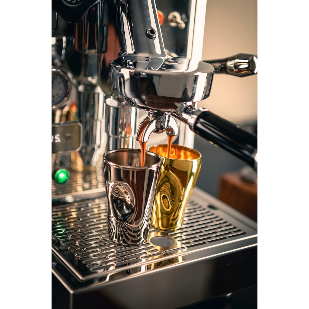 Eisch Espressoglas »UNIK«, (Set, 2 tlg., Espressoglas mit Untertasse in Geschenkröhre), Espressoglas mit Untertasse, veredelt mit Echtgold, 100 ml