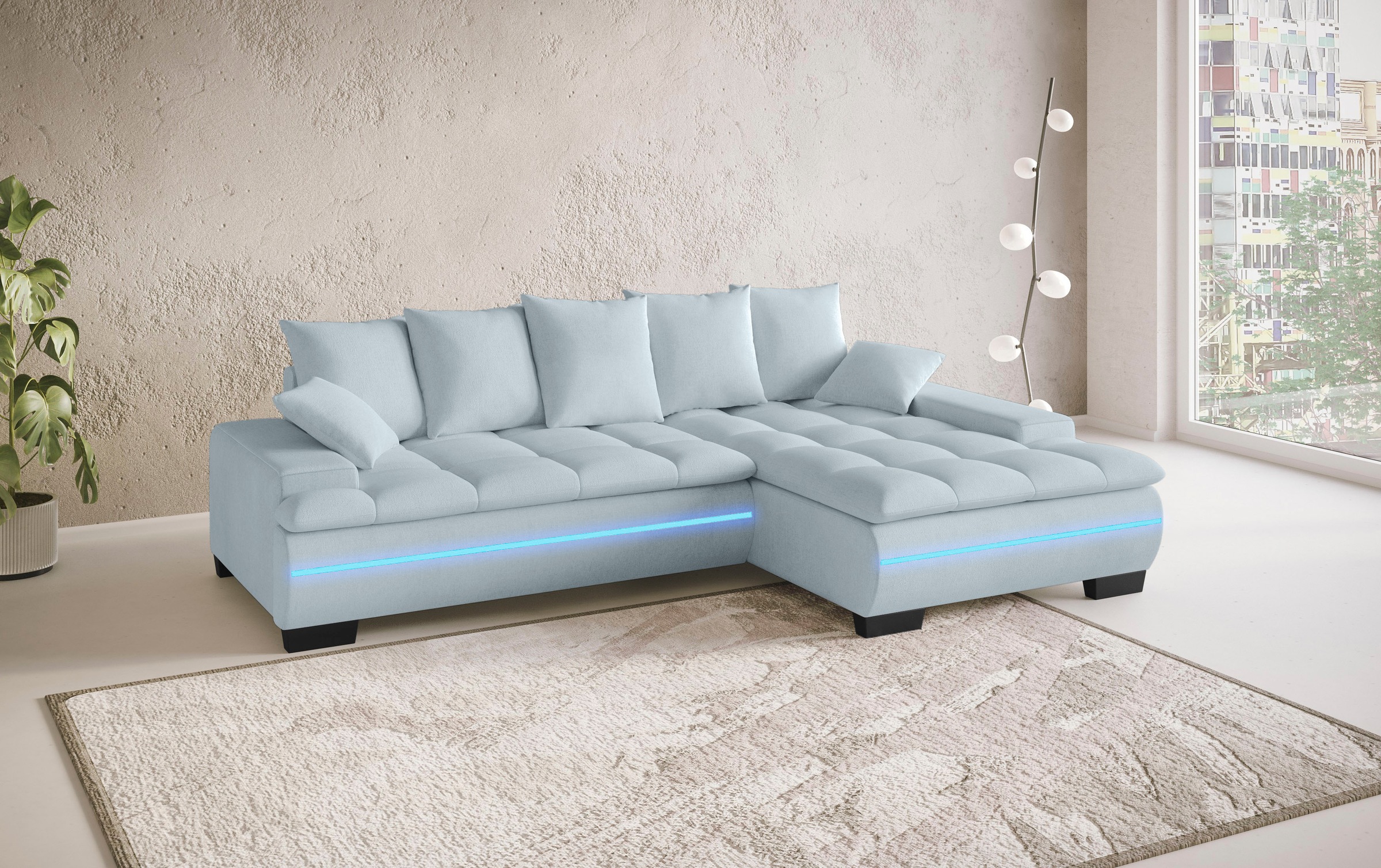 Mr. Couch Ecksofa »Haiti II, L-Form«, RGB-LED Beleuchtung, Kaltschaum, wahlweise mit Bett, Bettkasten