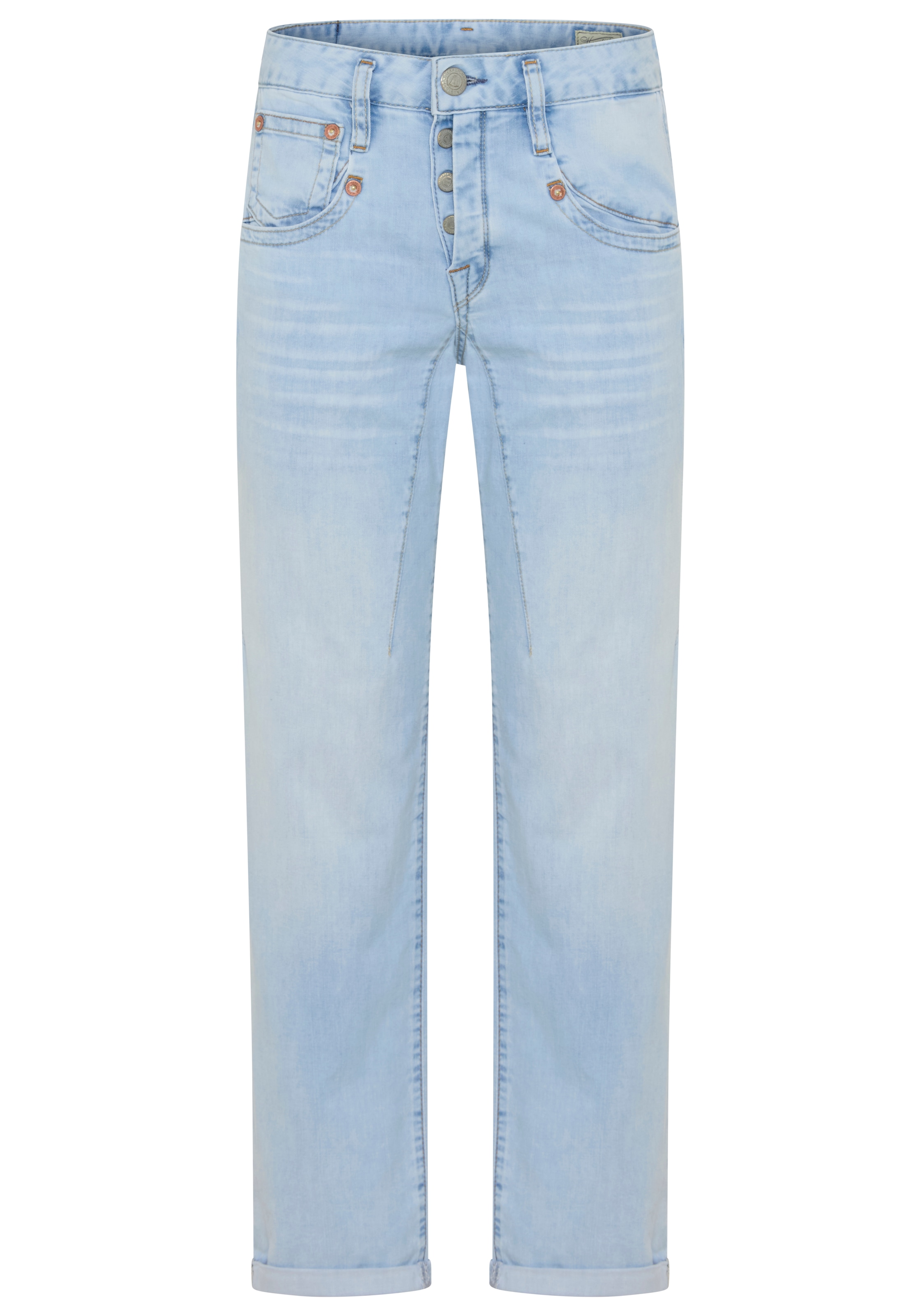 Herrlicher Boyfriend-Jeans »Shyra Tap Denim Light« im Straight Fit, mit Knopfleiste