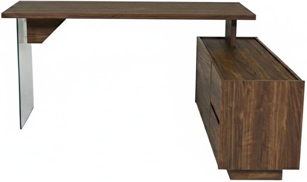 Jahnke Eckschreibtisch "LUX C 160 E" Eckschreibtisch, wechselseitig montierbar, Glas, 2 Fächer+2Schubladen