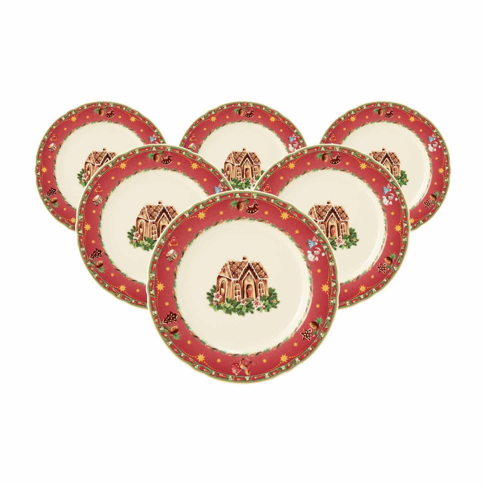 Frühstücksteller SELTMANN WEIDEN "Frühstücksteller Marieluise Weihnachtsnostalgie ø 20 cm 6er Set creme", beige (creme), L:20,1cm, Speiseteller