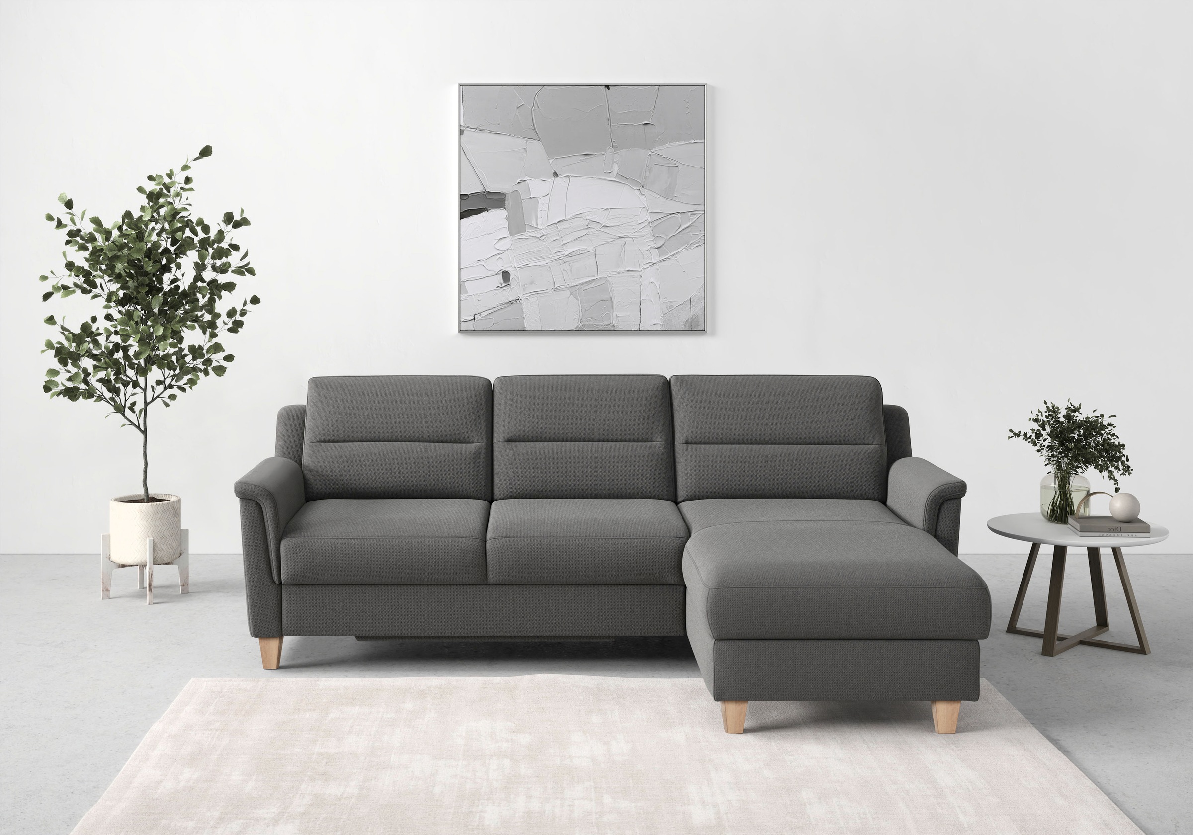 sit&more Ecksofa »Farö L-Form«, inklusive Federkern, wahlweise mit Bettfunktion und Bettkasten