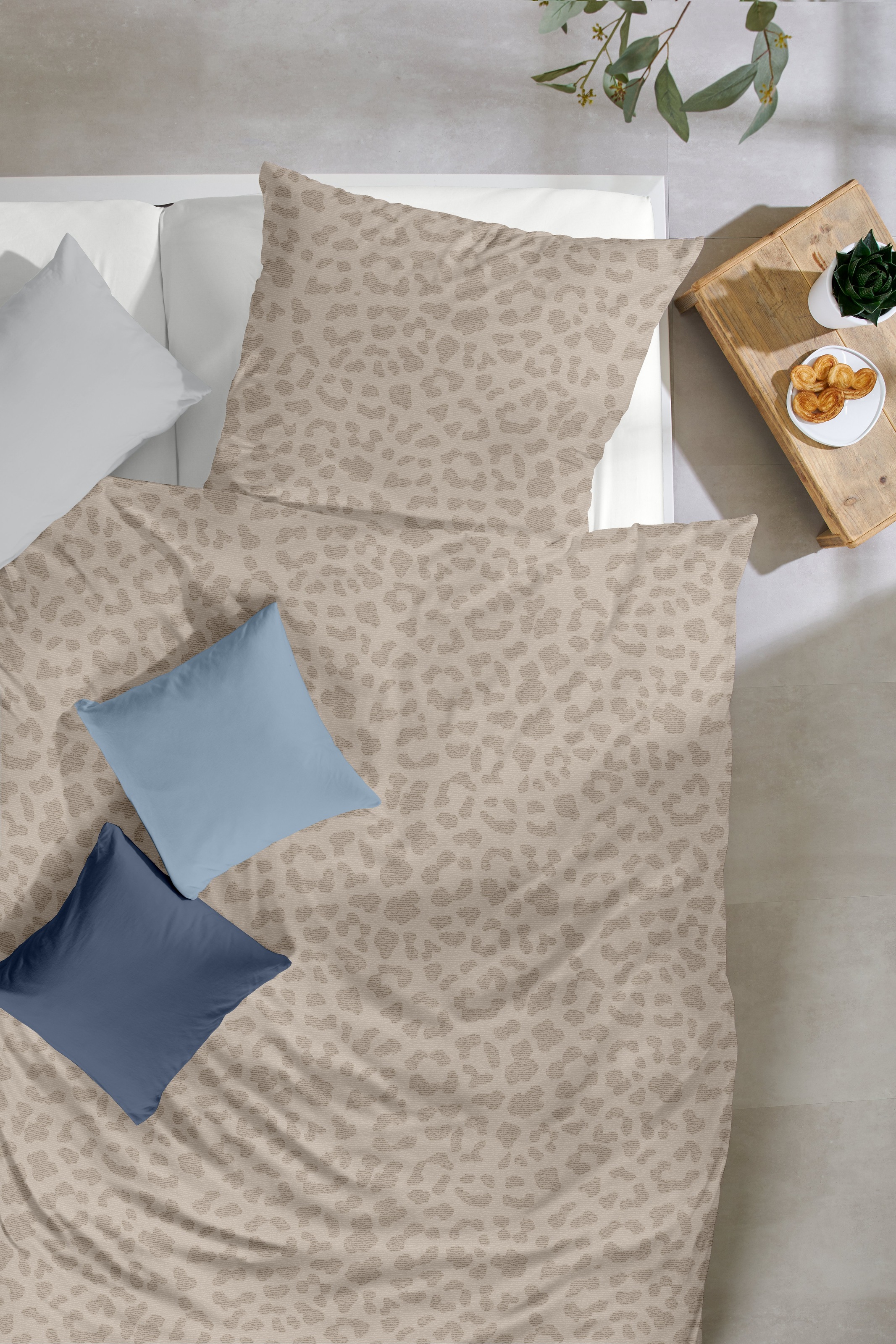 Thumbnail - Primera Bettwäsche "Biber-Bettwäsche Leo" 2 Stk. tlg. mit dezentem Leo-Design