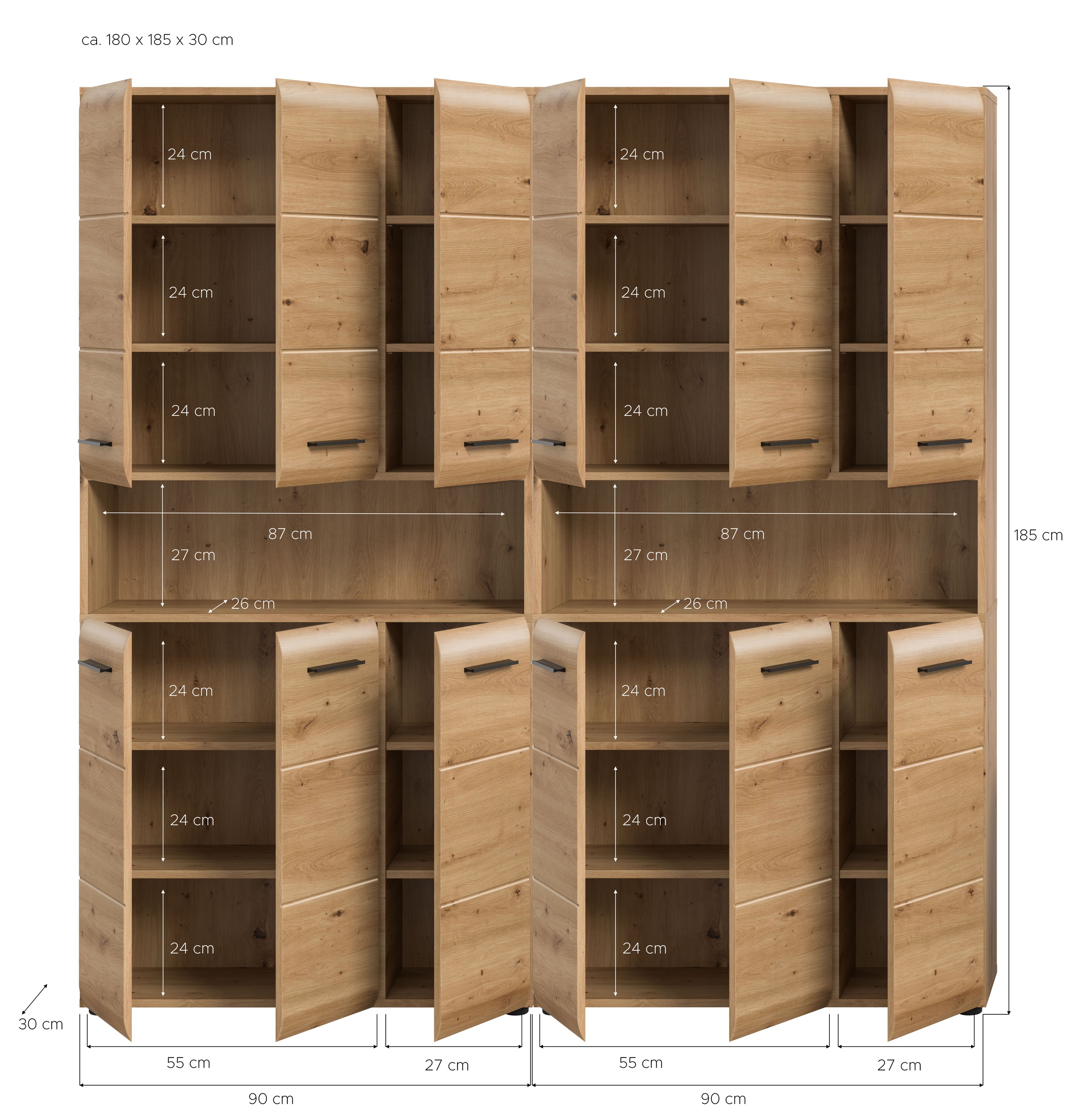 INOSIGN Badezimmer-Set, (Set, 2 St.), Florenz, Badkombination 2-tlg. Artisan Oak NB, Mehrzweckschränke