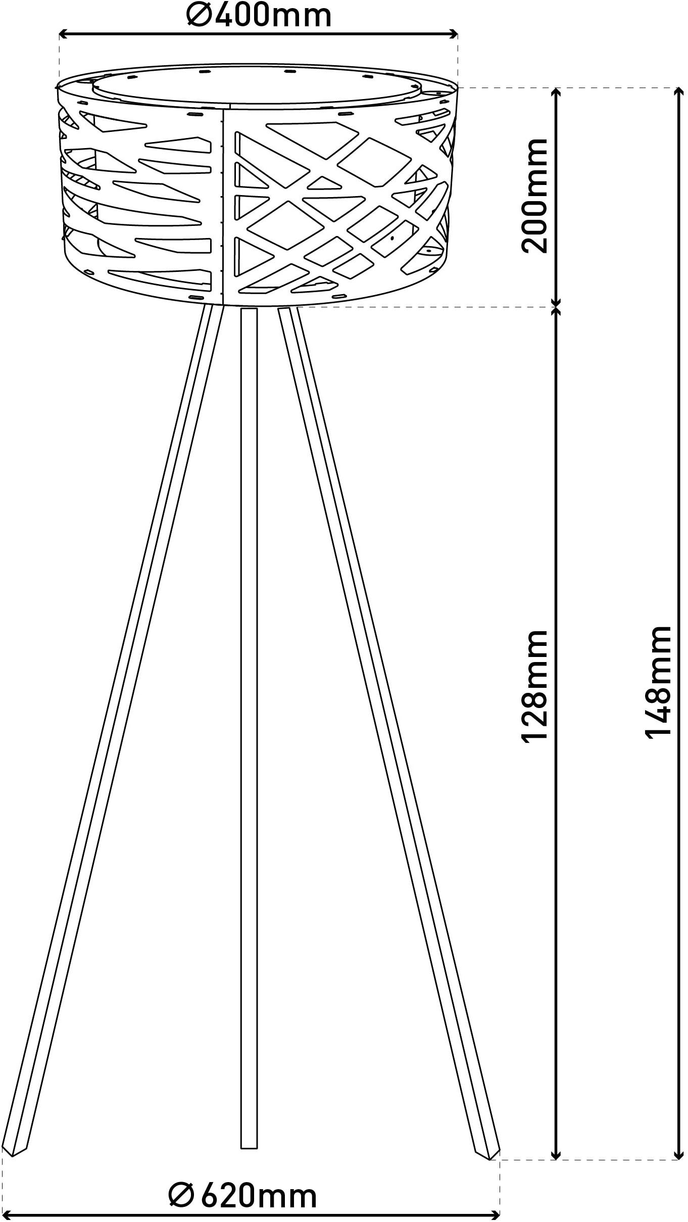 näve Stehlampe »Finja« E27 1 Stk. Dreibein, Schirm rund, Holzoptik mehrschichtig durchbrochen, 1x E27