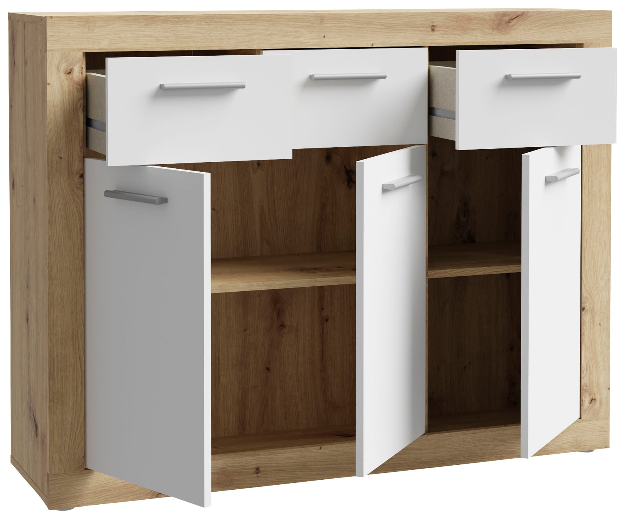 FORTE Sideboard »Baccio«, Breite 118 cm, höhe 92 cm, 3 Türen und 3 Schubkästen