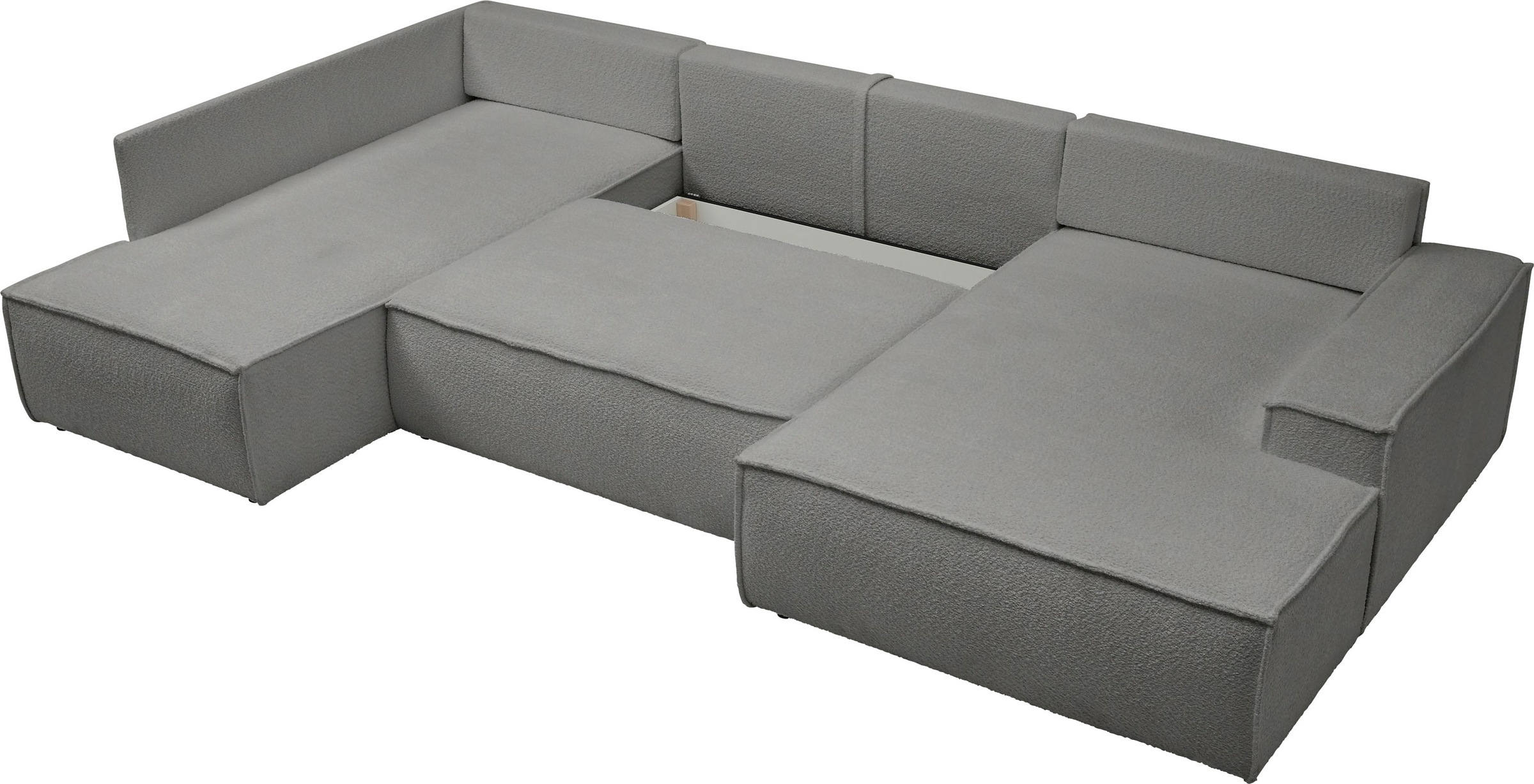 andas Wohnlandschaft »FINNLEY U-Form XXL 329 cm, Schlafsofa, Schlaffunktion m. Bettkasten«, (194/139 cm), Bouclé, Struktur und Cord