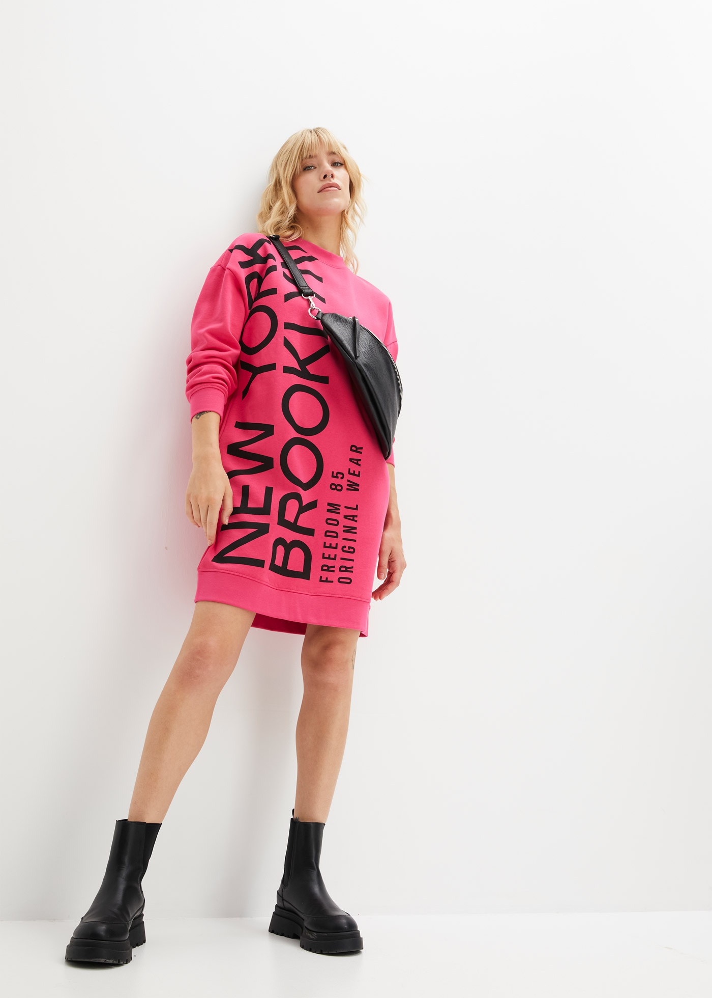 bonprix Sweatkleid »Oversize-Sweatkleid aus weichem Baumwoll-Mix« Oversize-Sweatkleid aus weichem Baumwoll-Mix