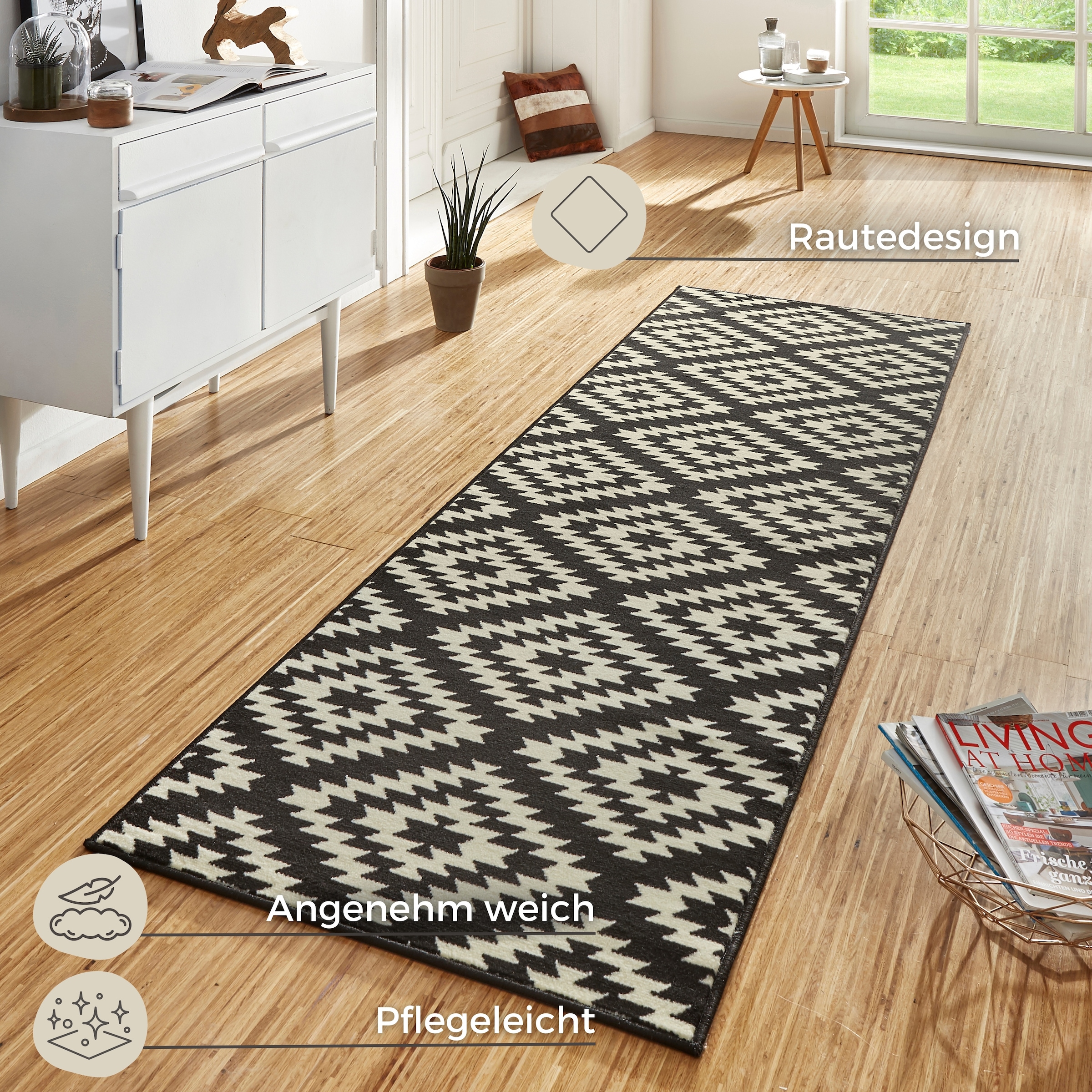 HANSE Home Läufer »Nordic«, rechteckig, 9 mm Höhe, Kurzflor, Raute, Teppich, Weich, Esszimmer, Kinderzimmer, Flur, Modern