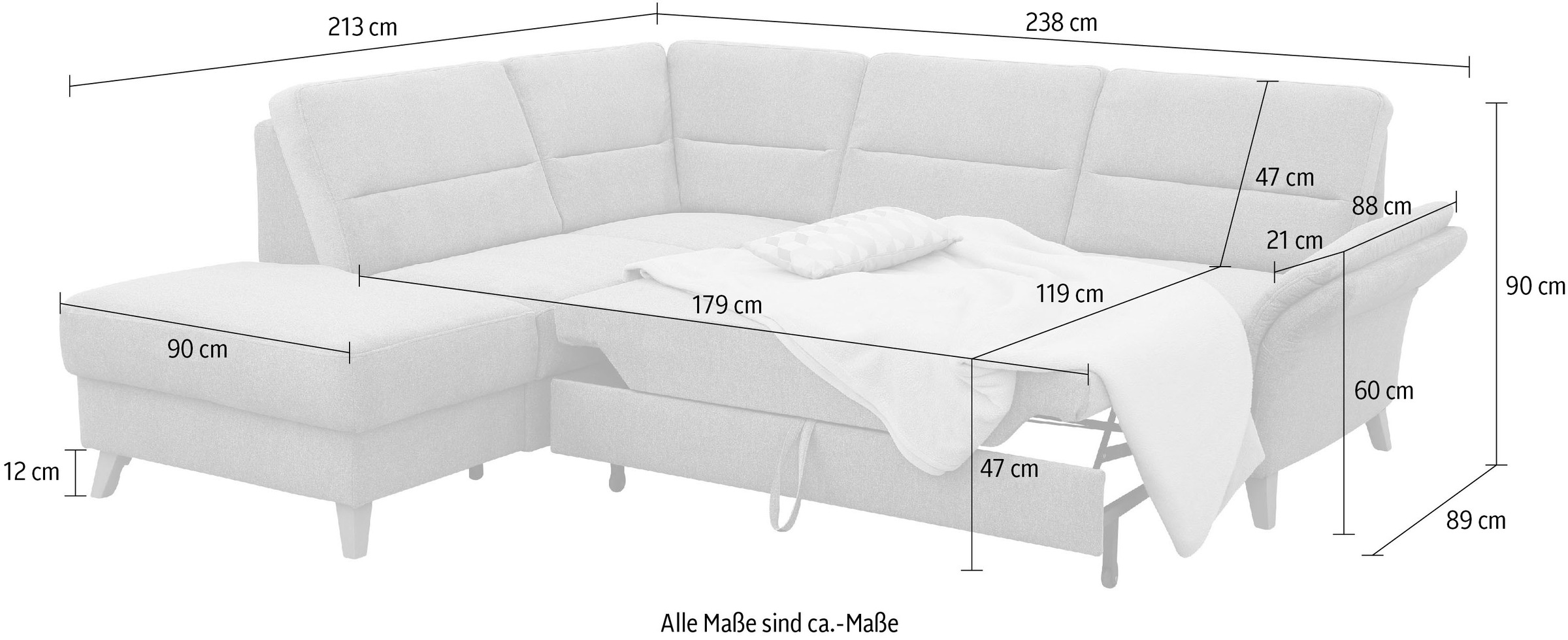Home affaire Ecksofa »Westerland L-Form«, Federkern-Polsterung, wahlweise mit Bettfunktion, Bettkasten