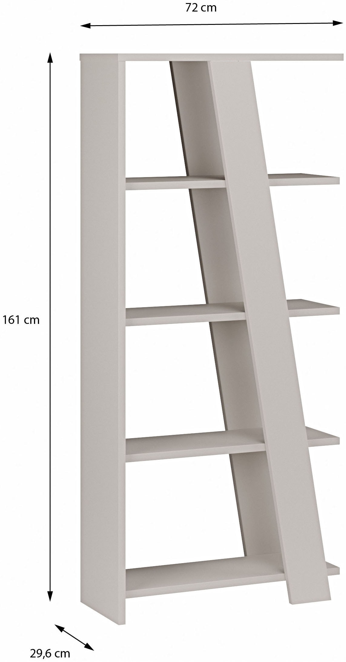 FORTE Standregal »Standregal, 4 Ablageböden, Höhe 161 cm« B/H/T 72/161/29,6 cm verschiedene Dekore