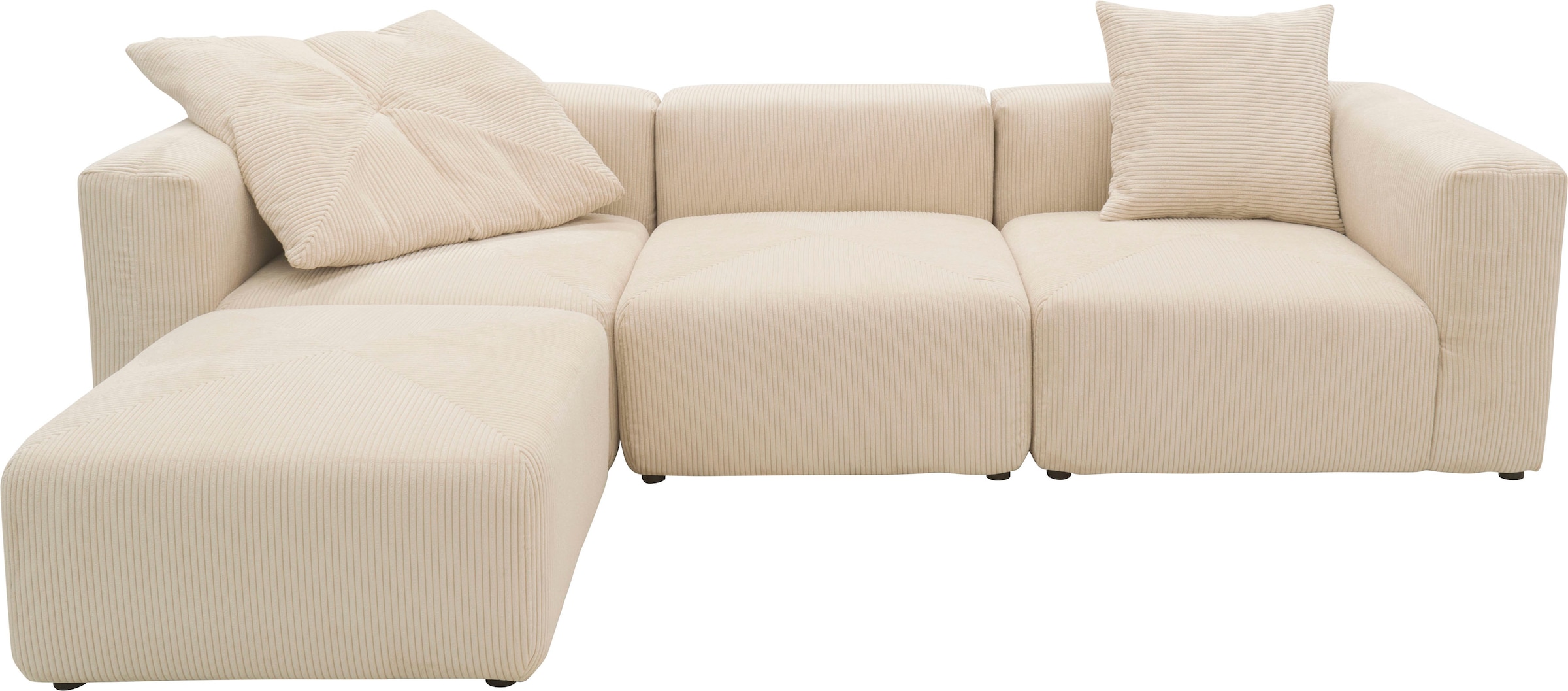 RAUM.ID Ecksofa »Gerrid L-Form«, Cord-Bezug, Modulsofa, bestehend aus Eck- und Mittelelement + Hocker