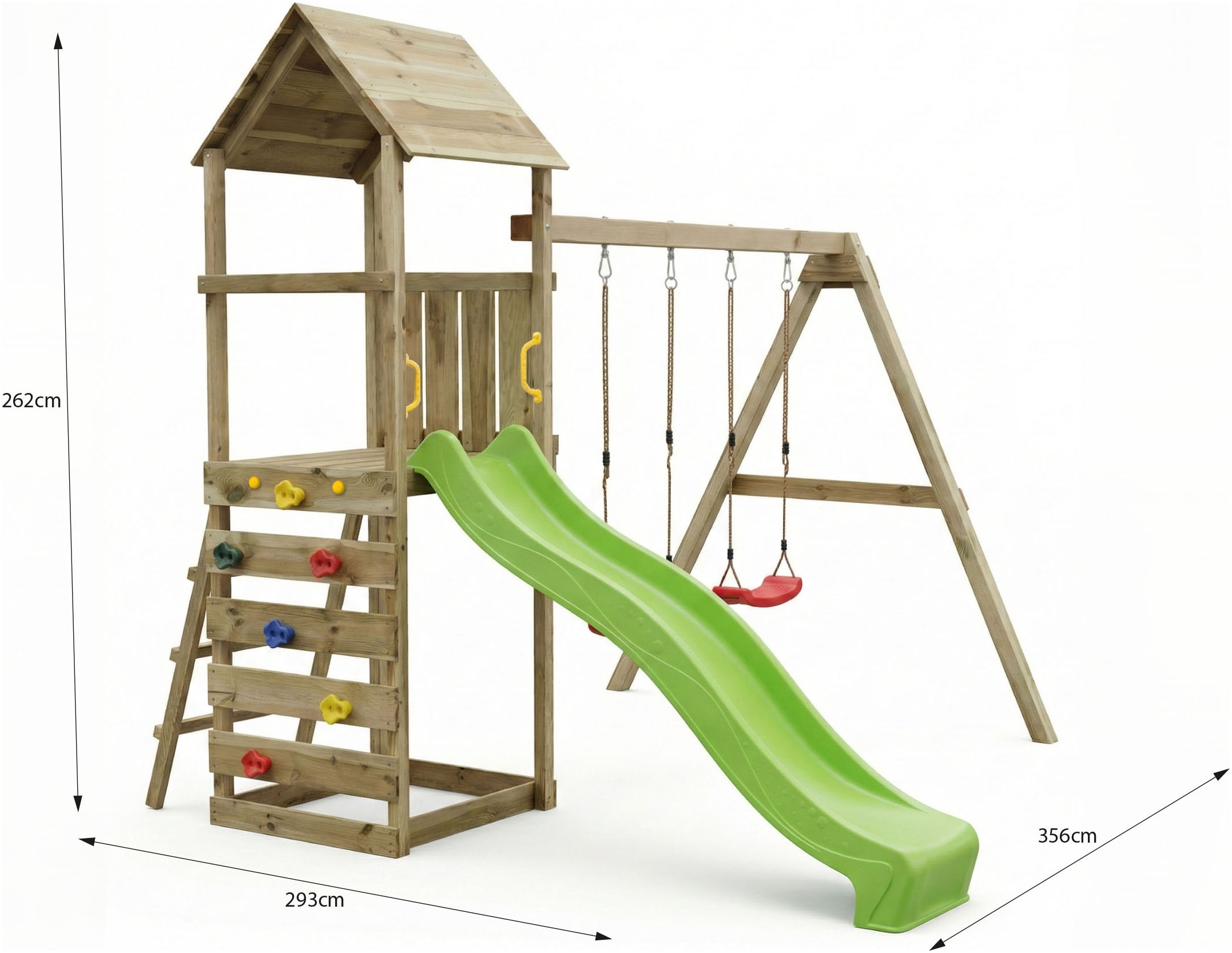 FUNGOO Spielturm »MaxPlay 2.2« mit Rutsche, Doppelschaukel und Kletterwand