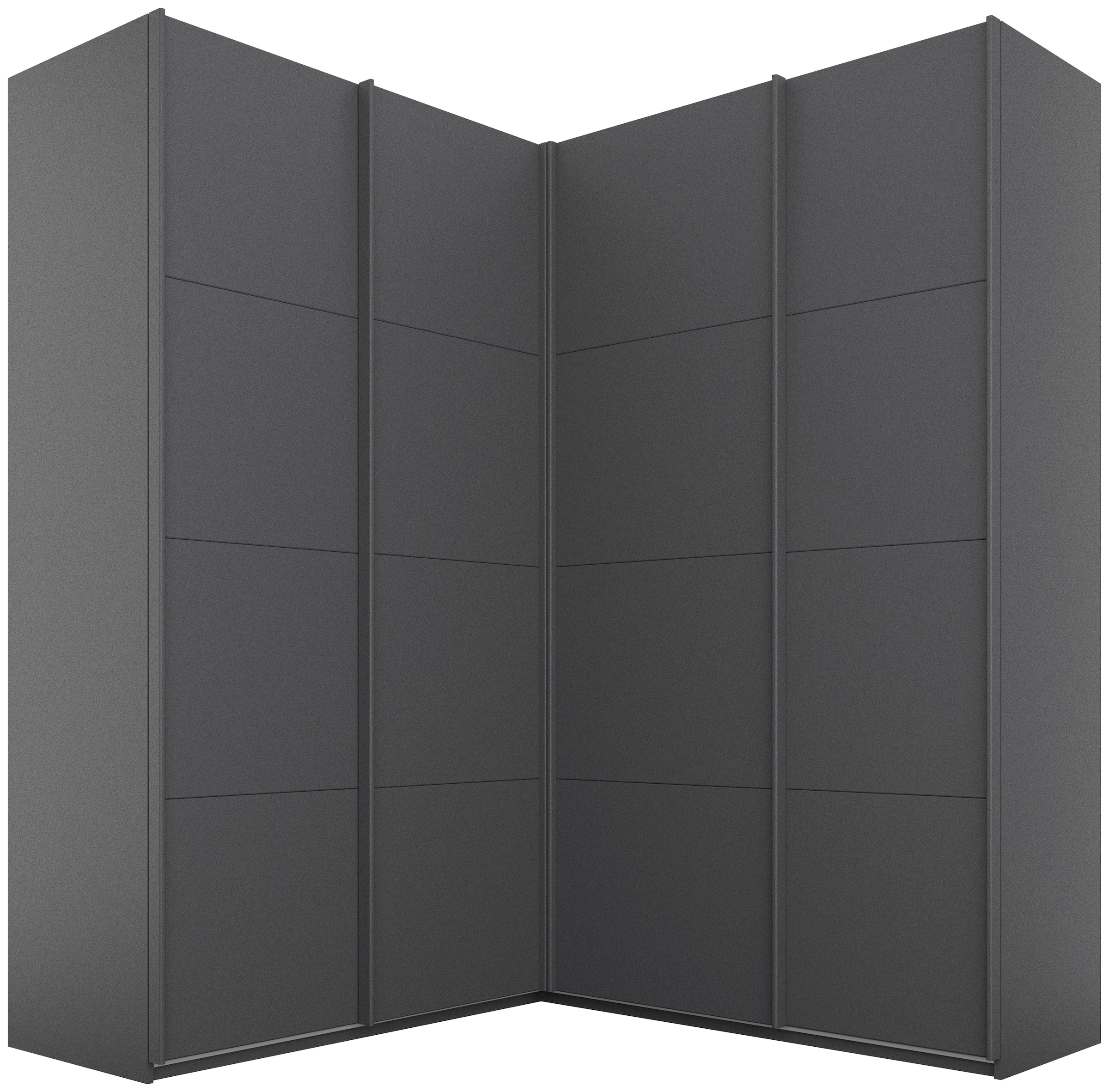 rauch Schwebetürenschrank "Schrank Garderobe Eckkleiderschrank QUADRA Front in Dekor/Hochglanz" in den Höhen 210/229 cm, inkl. Soft-Close-Funktion, großer Eckschrank mit viel Stauraum, Maß 181x187 cm MADE IN GERMANY