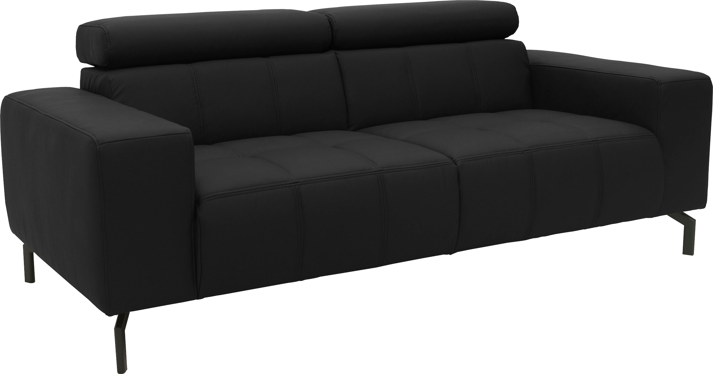 DOMO collection 2-Sitzer »Cunelli zeitlos und elegant, moderne Sitznähte als Designelement,«, wahlweise mit 6-fach verstellbaren Kopfteilen, fester Sitzkomfort