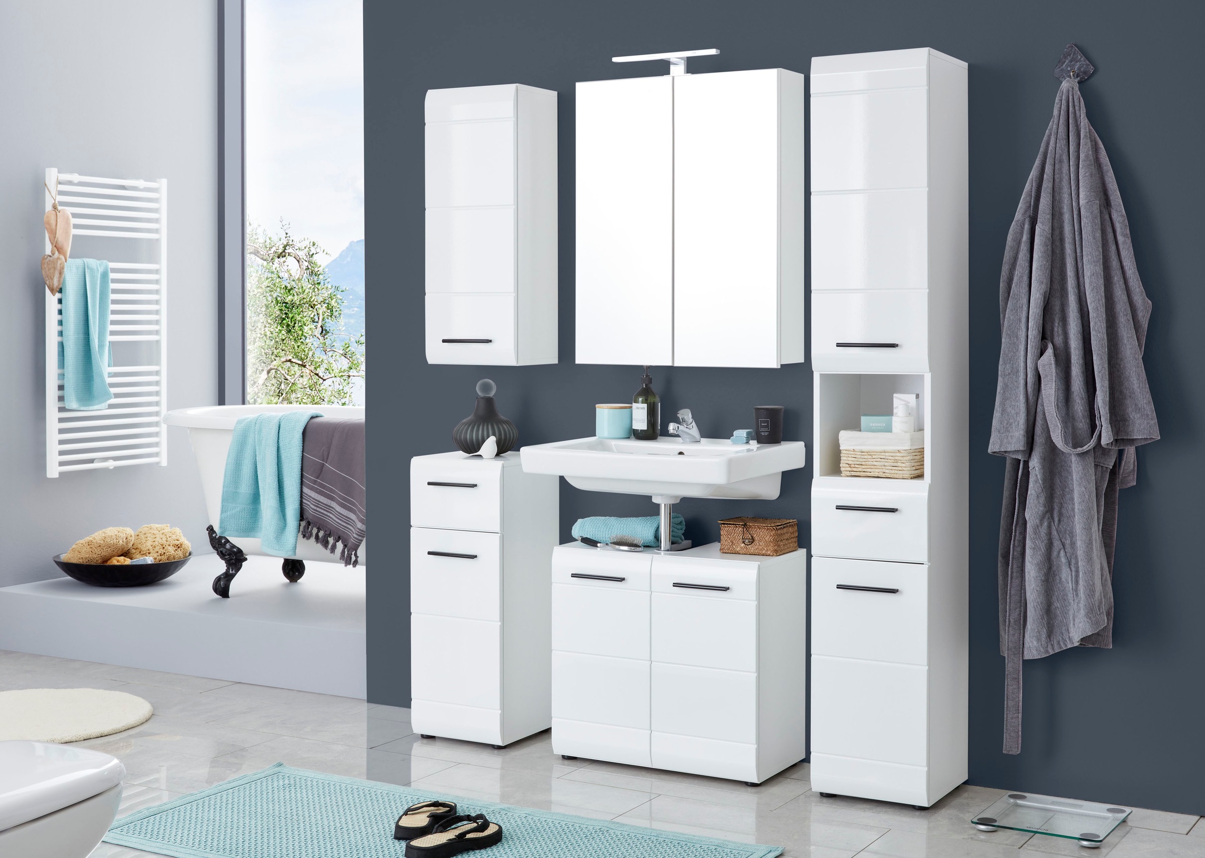 welltime Spiegelschrank »Sovana«, Badschrank wahlweise mit oder ohne Beleuchtung - (B/T/H) 60/18/67 cm