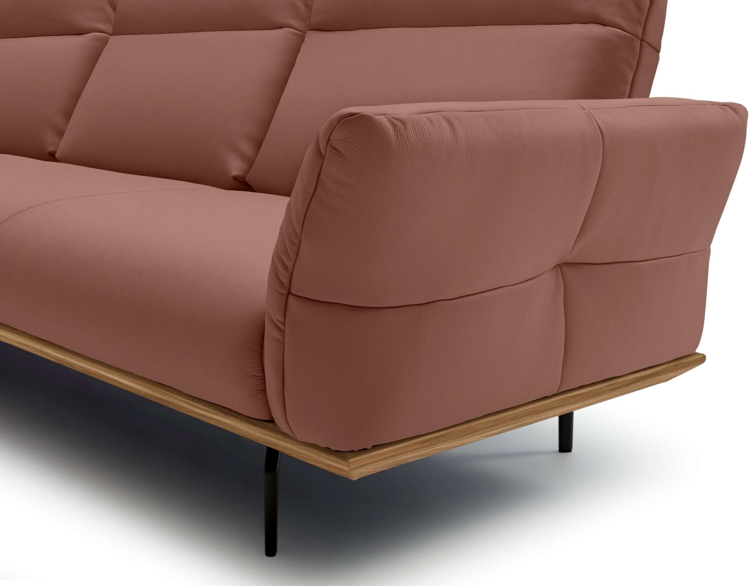 Creation BY ROLF BENZ Ecksofa »CR.460«, Sockel in Nussbaum, Winkelfüße in Umbragrau, Breite 338 cm