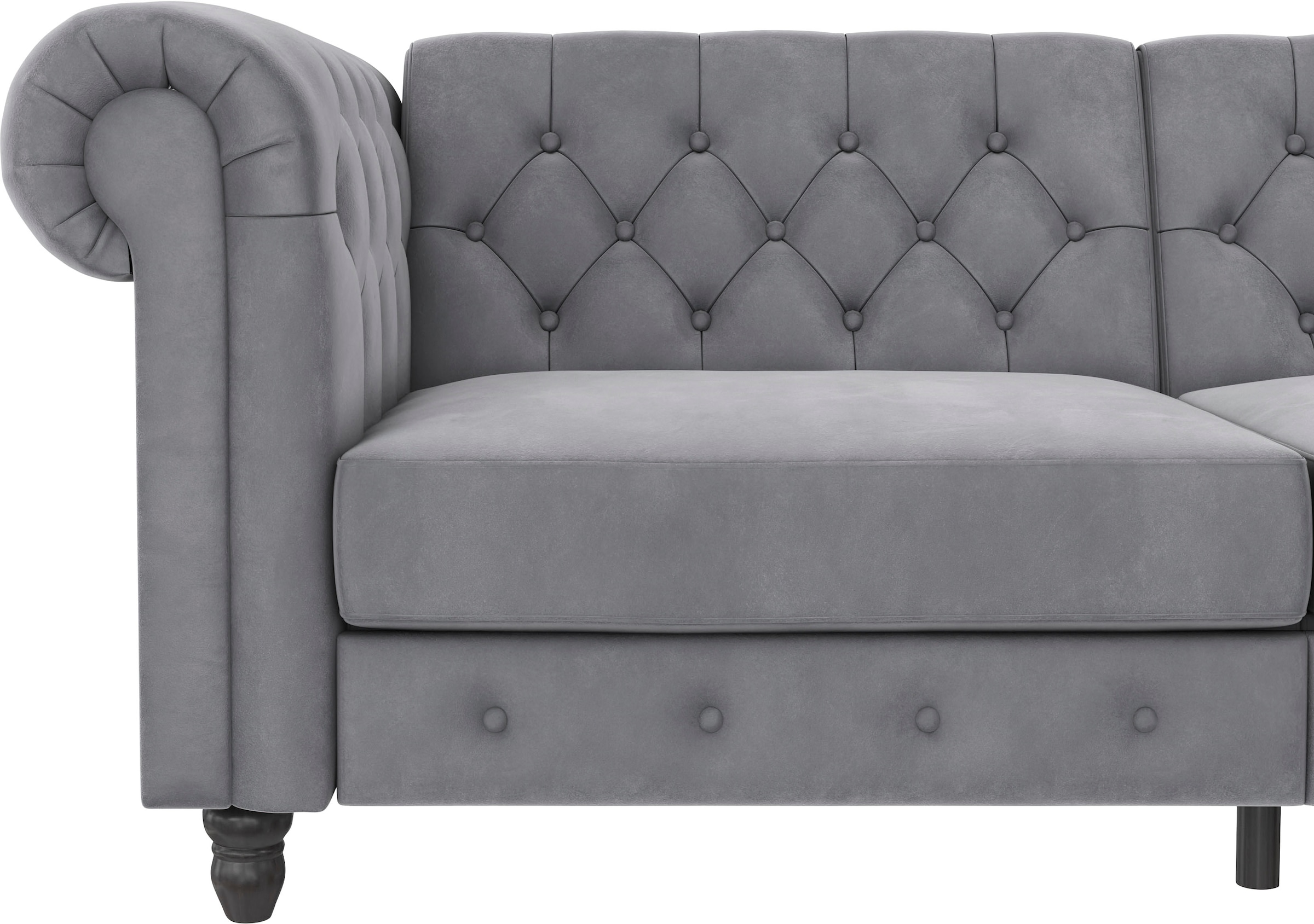 Dorel Home 3-Sitzer »Felix, Schlafsofa 236 cm, (Liegefläche 108x190cm), Rückenlehne«, 3-fach verstellbar, Velours, Kunstleder, Luxus-Microfaser Vintage