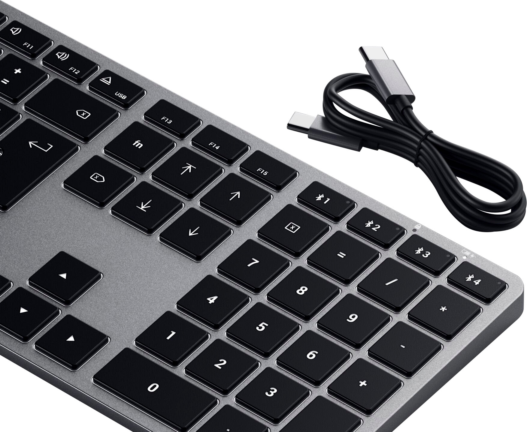 Satechi Tastatur »Slim X3 Bluetooth Keyboard-DE (German)«, (Funktionstasten-Multimedia-Tasten-USB-Anschluss-Ziffernblock)