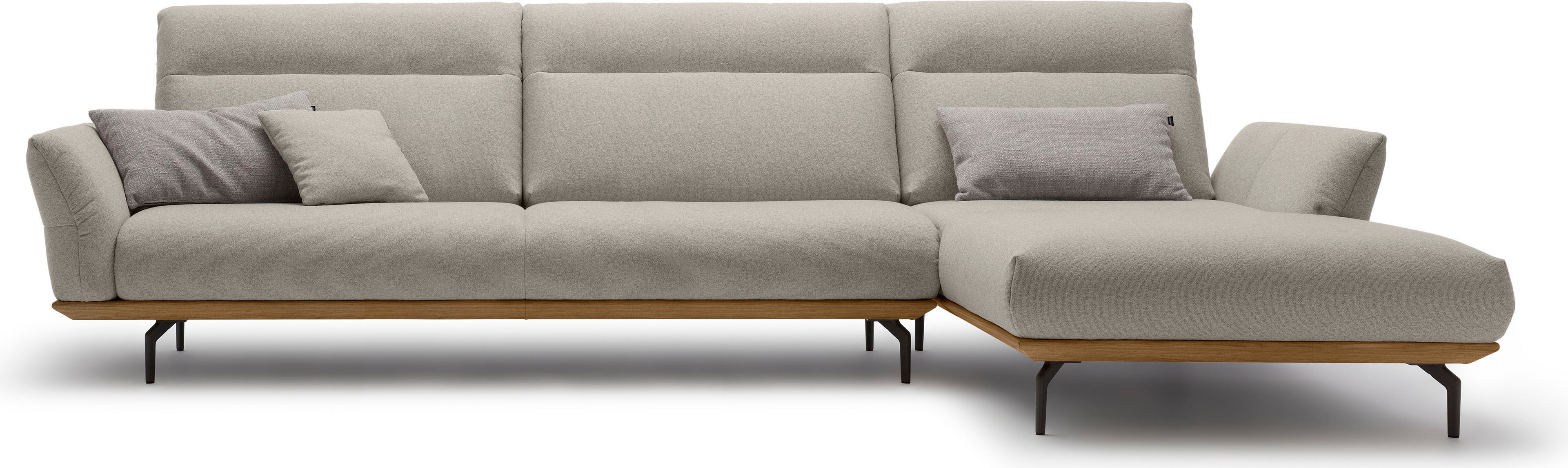 Creation BY ROLF BENZ Ecksofa "CR.460 Designsofa mit erstklassigem Sitzkomfort" Sockel in Nussbaum, Winkelfüße in Umbragrau, Breite 338 cm