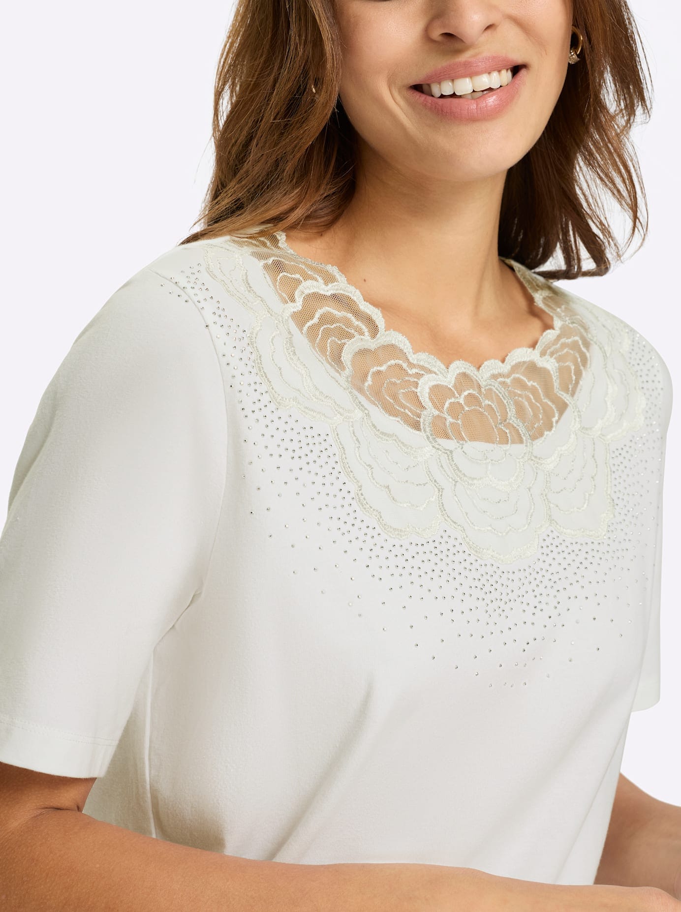 Lady Spitzenshirt »Kurzarm-Shirt« 1 tlg.