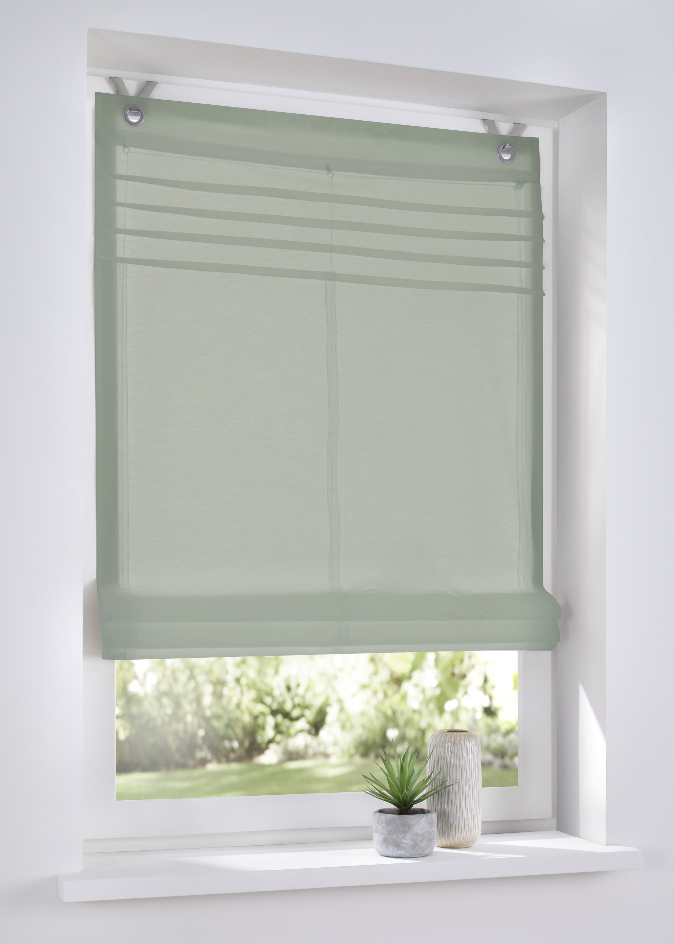 Kutti Raffrollo "Kessy Biese" mit Hakenaufhängung ohne Bohren halbtranspare günstig online kaufen
