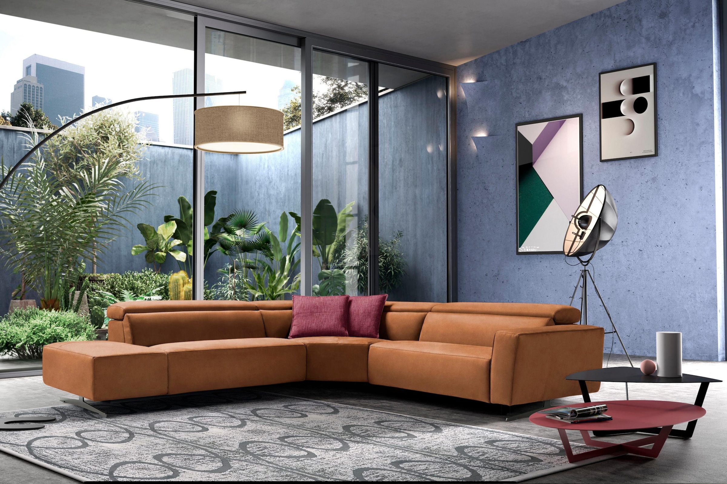 Egoitaliano Ecksofa "Stefanie-e, Designsofa der Extraklasse, bequem mit hohem Sitzkomfort" mit Relaxfunktion und verstellbaren Kopfteilelementen