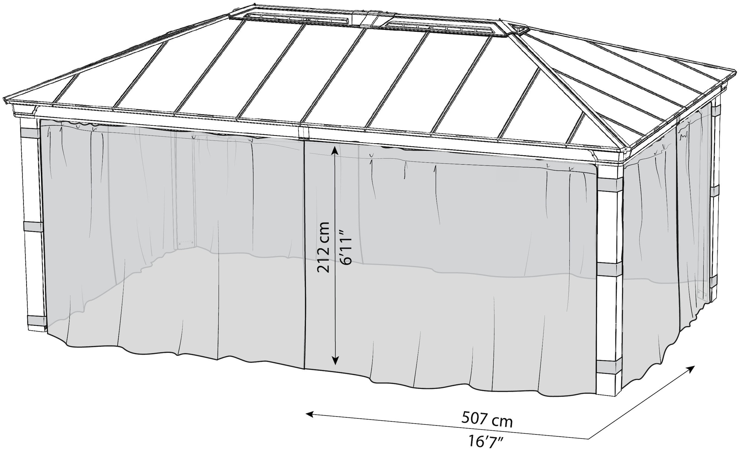 Palram - Canopia Pavillonseitenteil »Dallas«, Insektenschutznetz Dallas 212 x 507