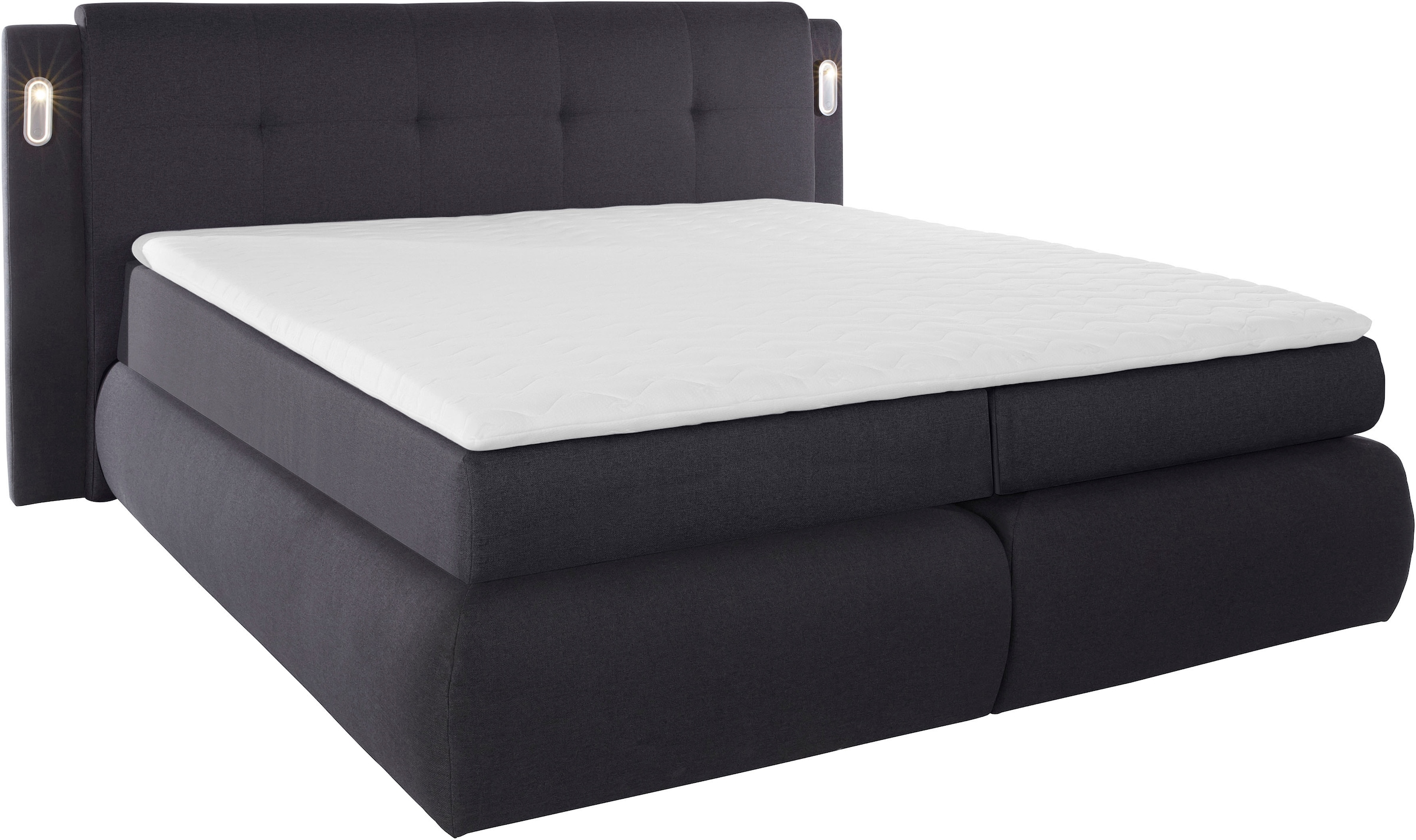 COLLECTION AB Boxspringbett »Borna«, inklusive Bettkasten, LED-Beleuchtung und Topper
