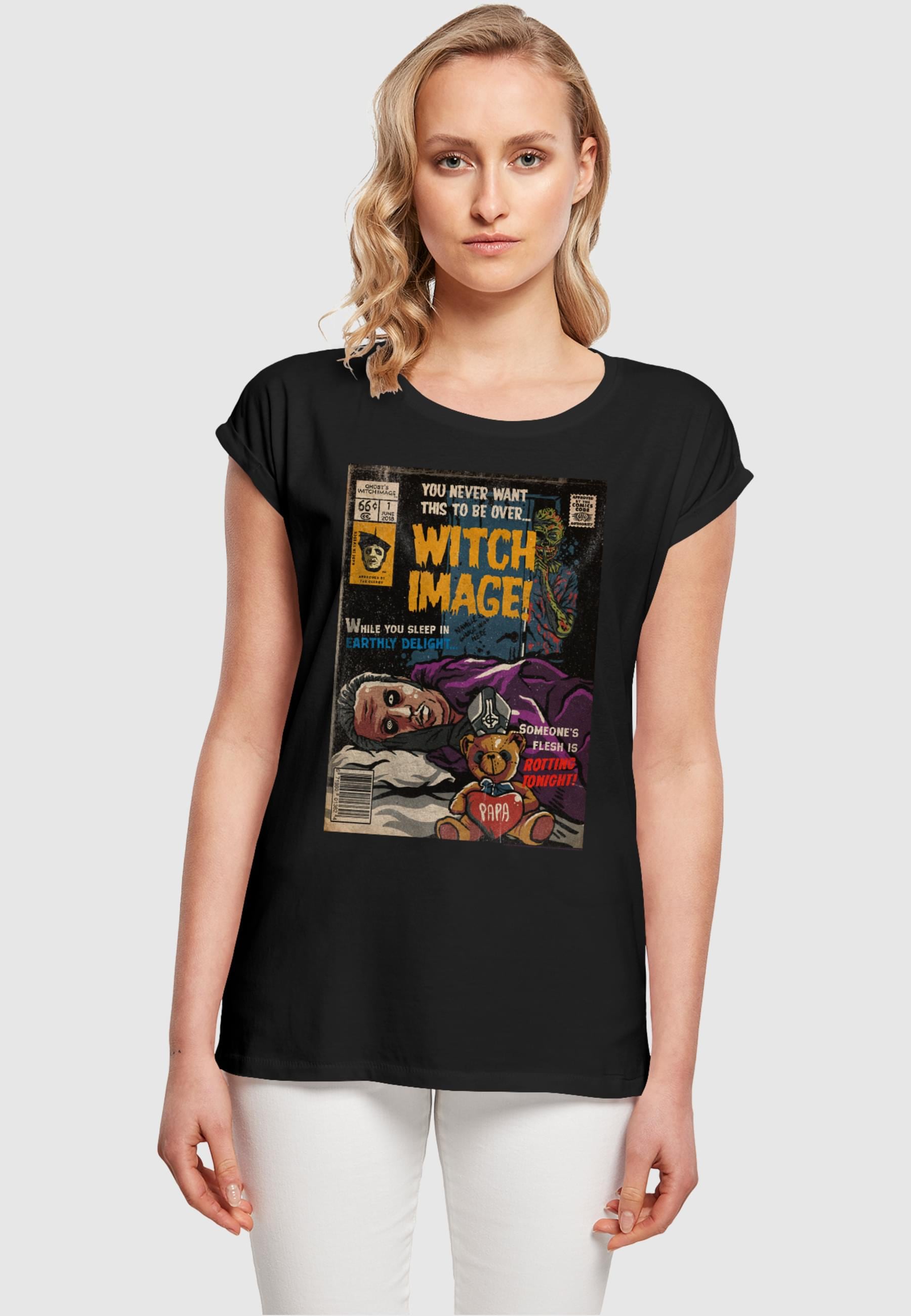 Merchcode T-Shirt »Merchcode Damen Ladies Ghost - Witch image comic book T-Shirt«, (1 tlg.)