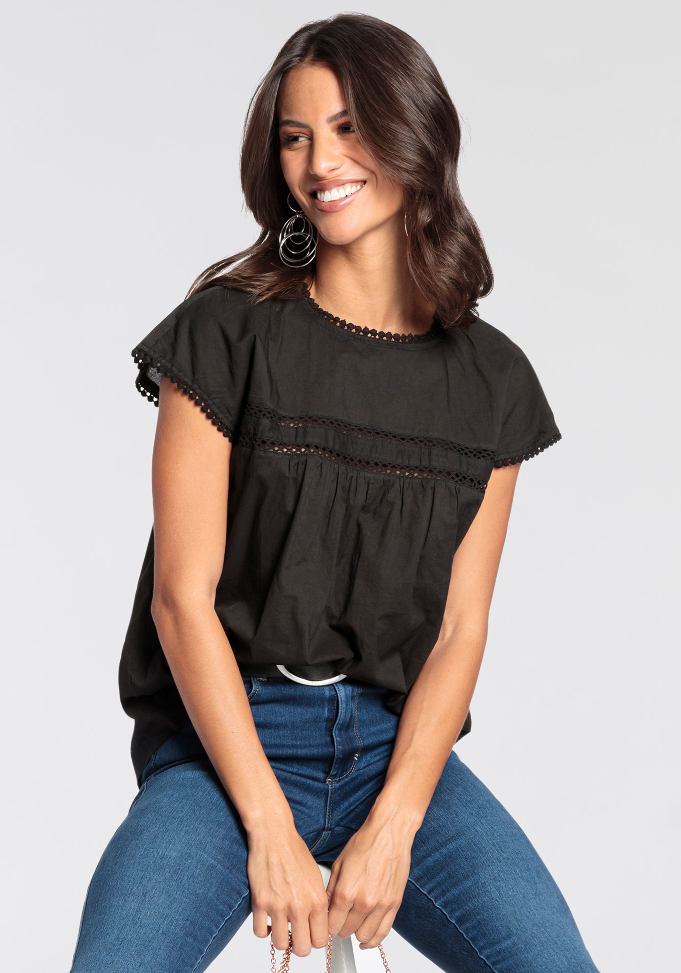 Laura Scott Shirtbluse, mit Boho-Details - NEUE KOLLEKTION günstig online kaufen