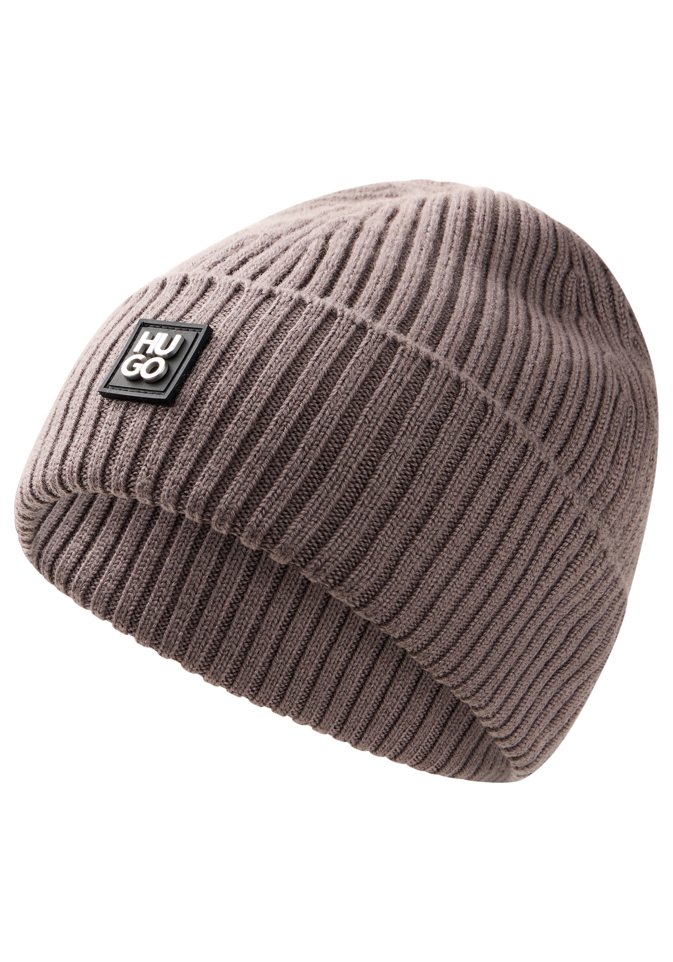 HUGO Strickmütze "Xola Metal" mit Stack-Label, unisex