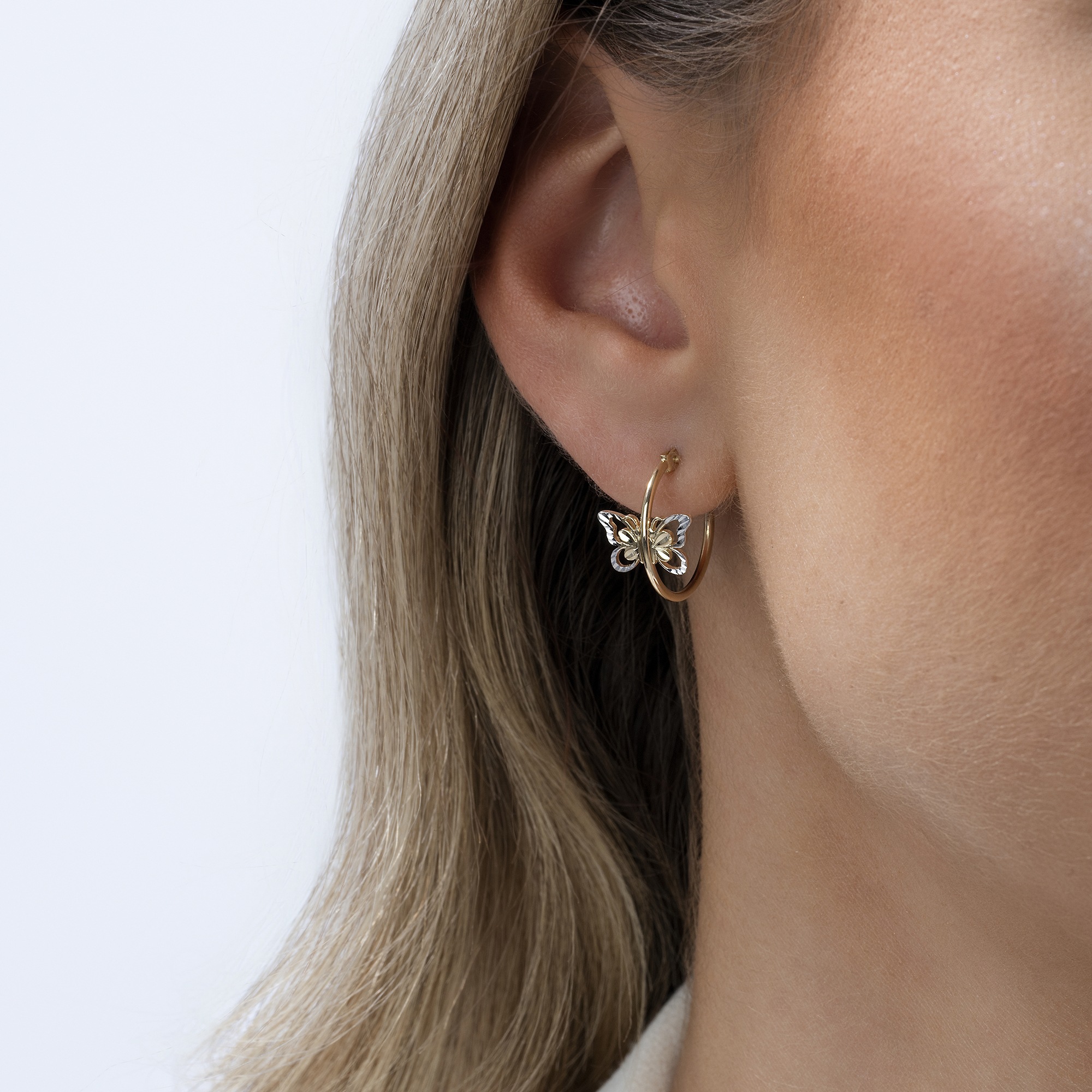 Fascination by Ellen K. Paar Creolen »585/- Gelbgold bicolor Schmetterling«