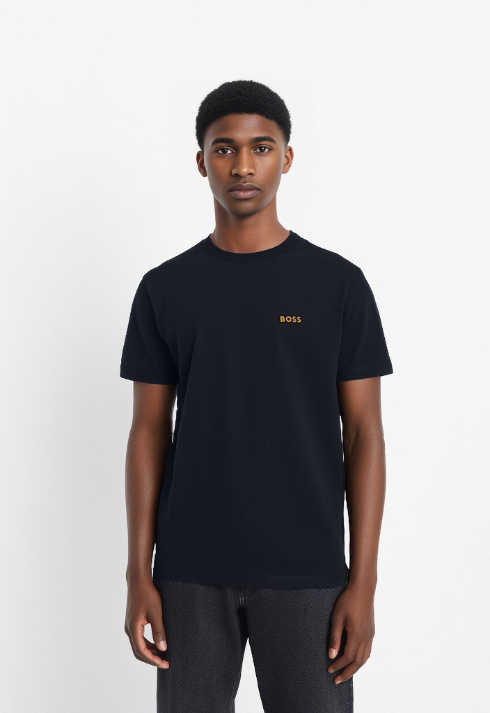 BOSS GREEN Rundhalsshirt "Tee" mit gummiertem Kontrast-Logo günstig online kaufen