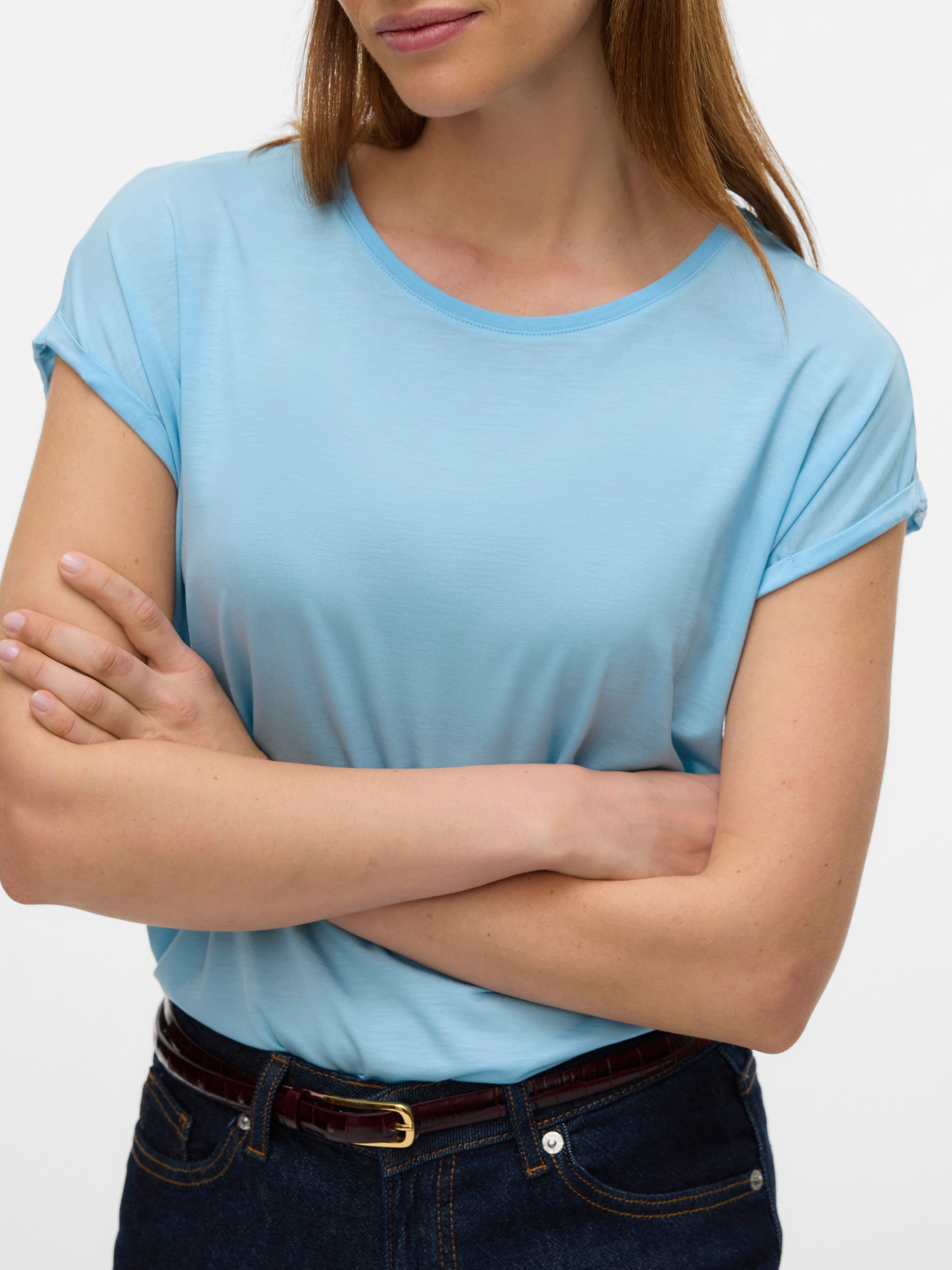 Vero Moda Rundhalsshirt »VMAVA PLAIN SS TOP GAJRS NOOS«