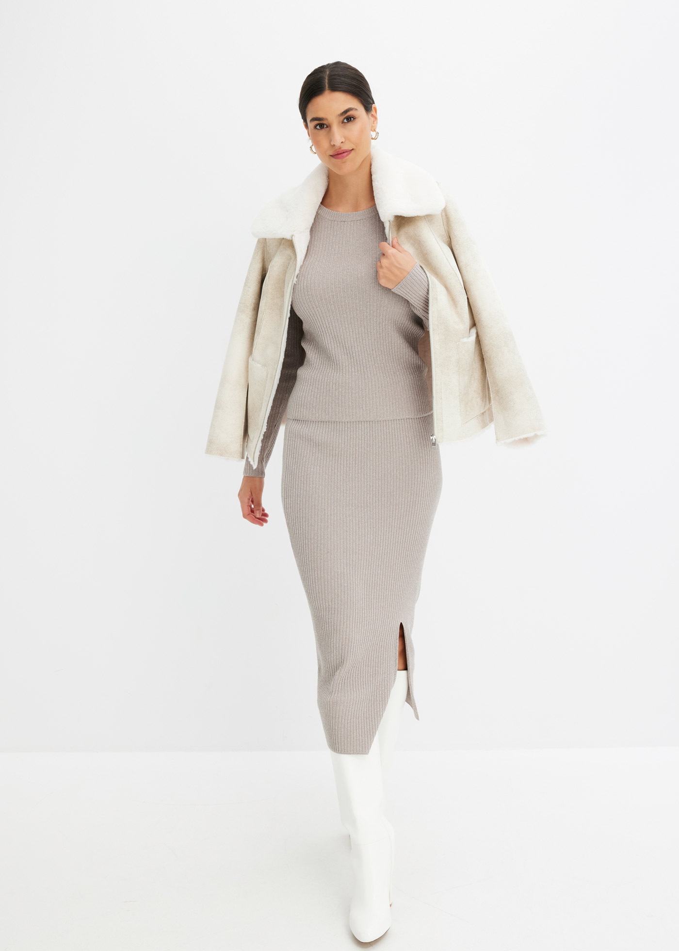 bonprix Strickrock »Strickrock aus fließendem Viskose-Mix« aus Viskose, Polyester, Polyamid und metallisierten Fasern