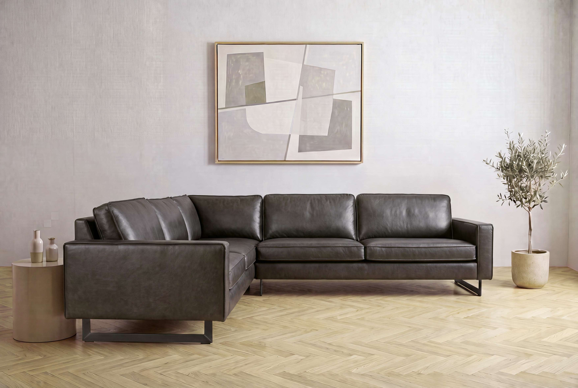 OTTO home Ecksofa "Pinto, XXL, 250/290 cm, langer Schenkel, Ottomane" Cord, Chenille, Lederoptik, mit Keder, Metallfüße, Wellenunterfederung