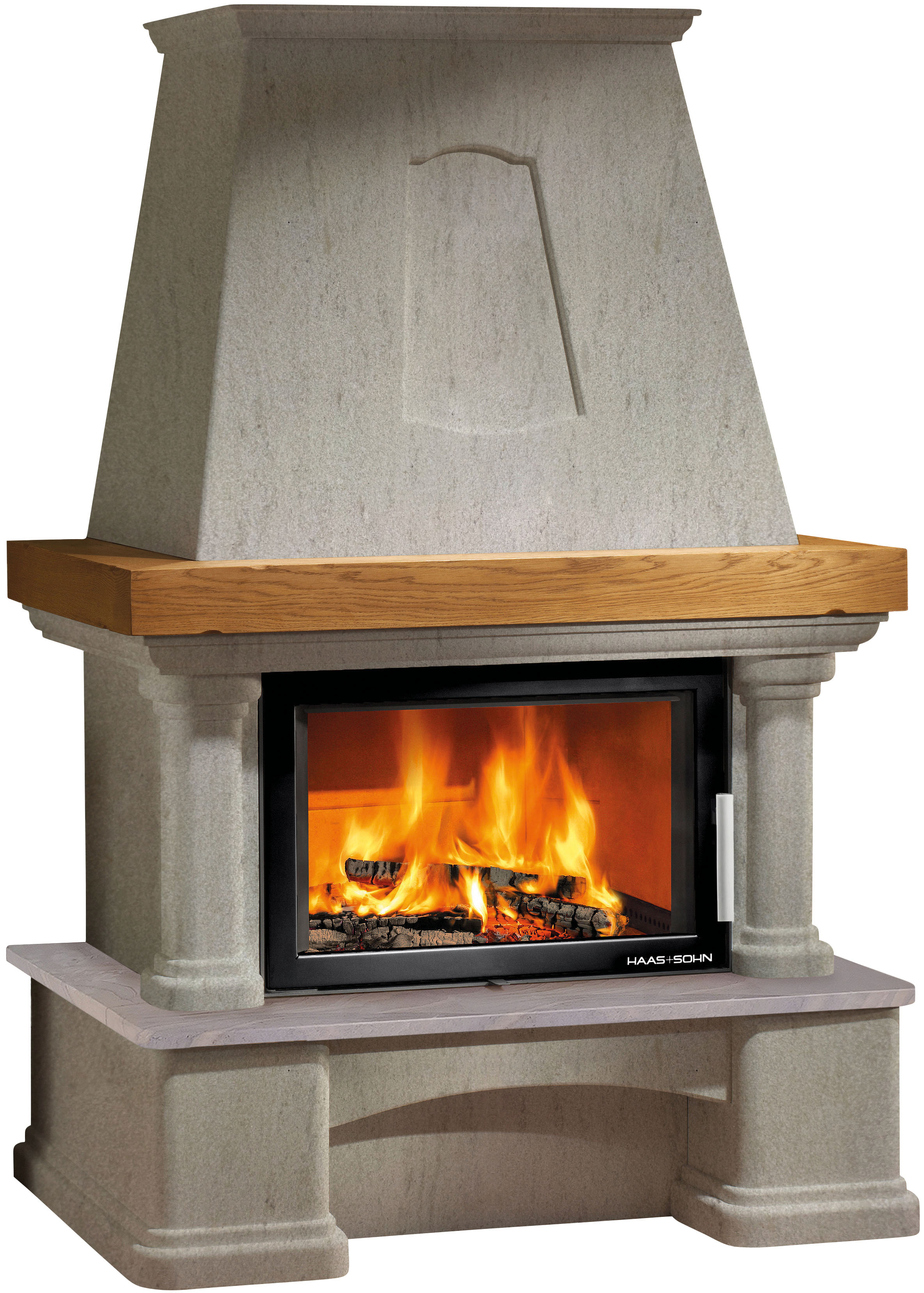 Haas + Sohn Kaminbausätze "GENF-III Quarzit Mocca Creme mit KOMFORT-IV=" Set