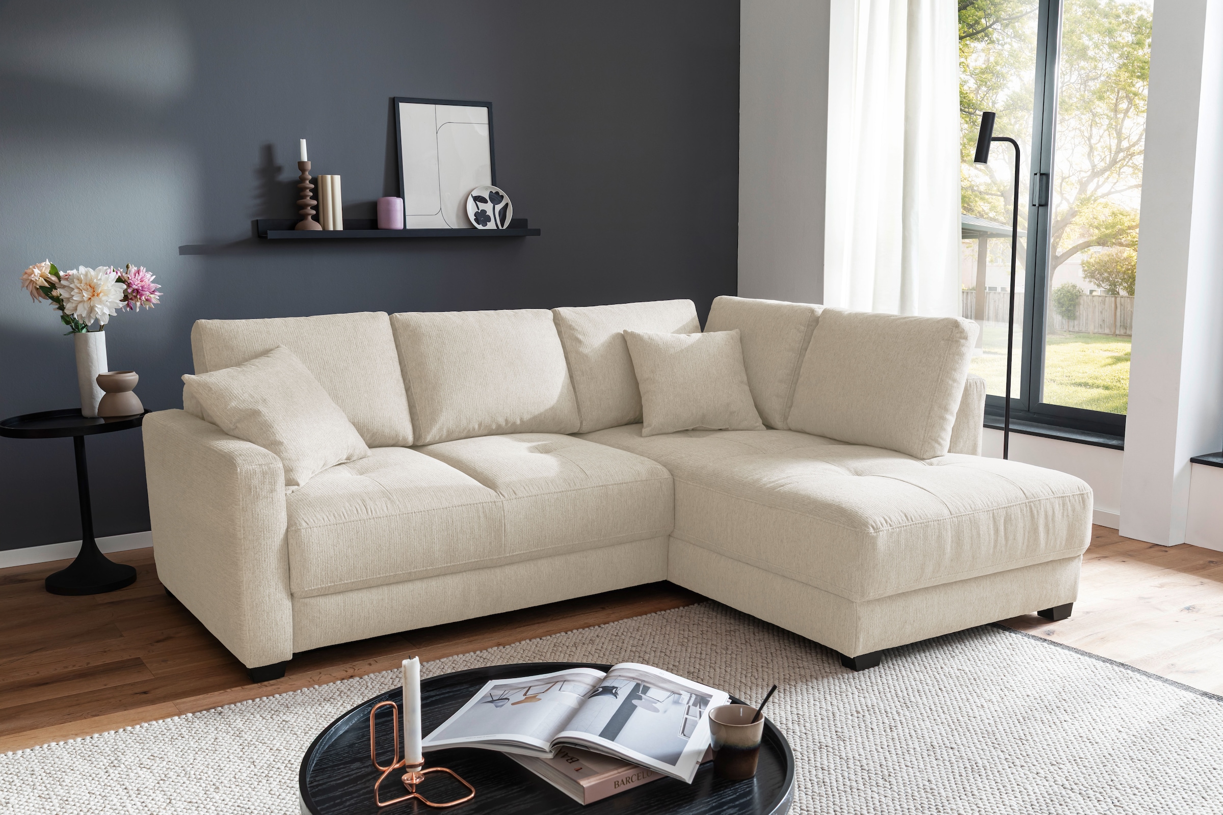 Mr. Couch Ecksofa »Pierre, L-Form mit BoxSpring« Mit Boxpring-Taschenfederkern