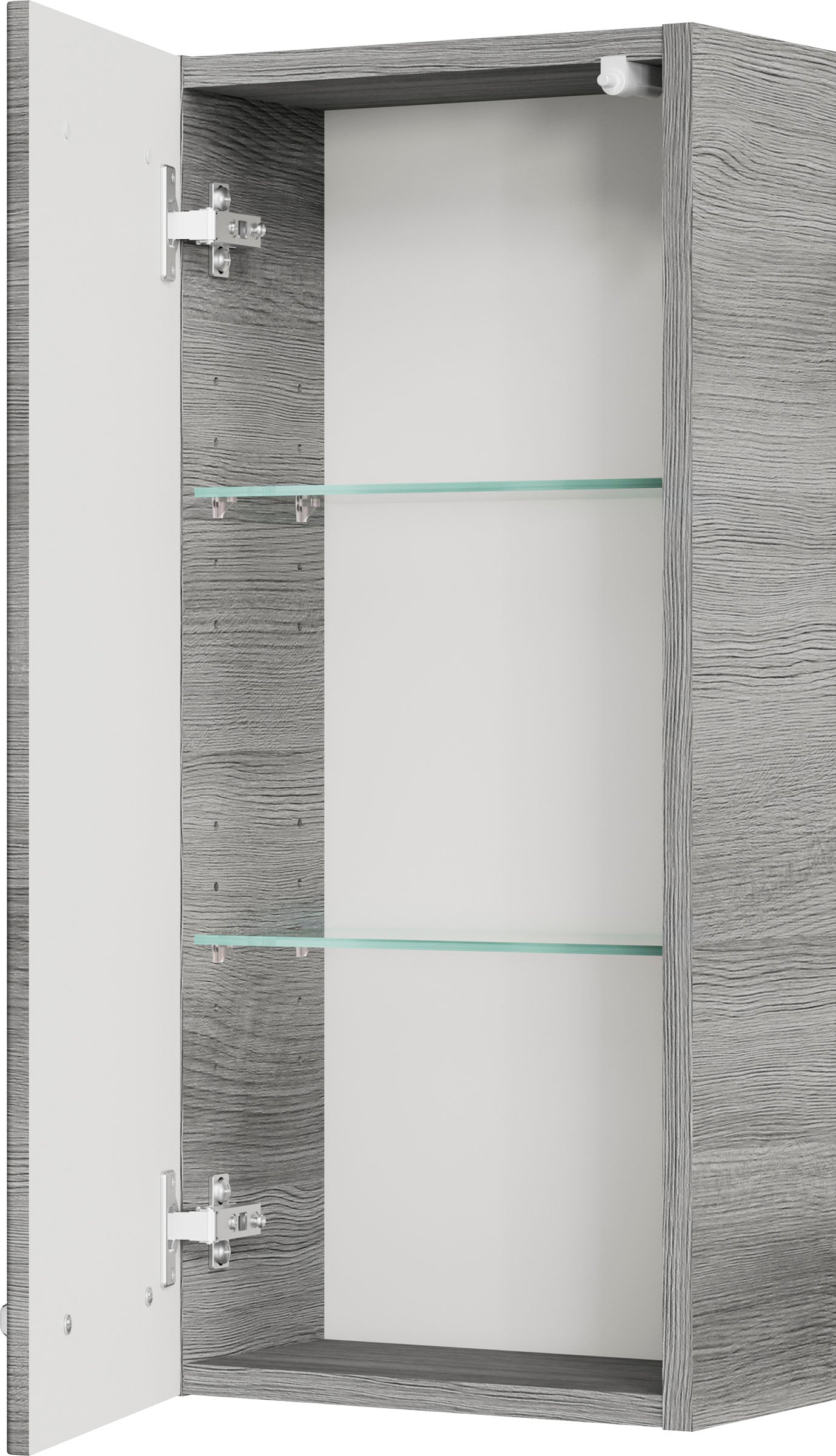 Saphir Badmöbel-Set »Quickset 4-teilig, Glaswaschtisch und LED-Spiegelschrank«, (5 St.), Unterschrank, Hängeschrank, inkl. Türdämpfer, 7 Türen, 1 Klappe